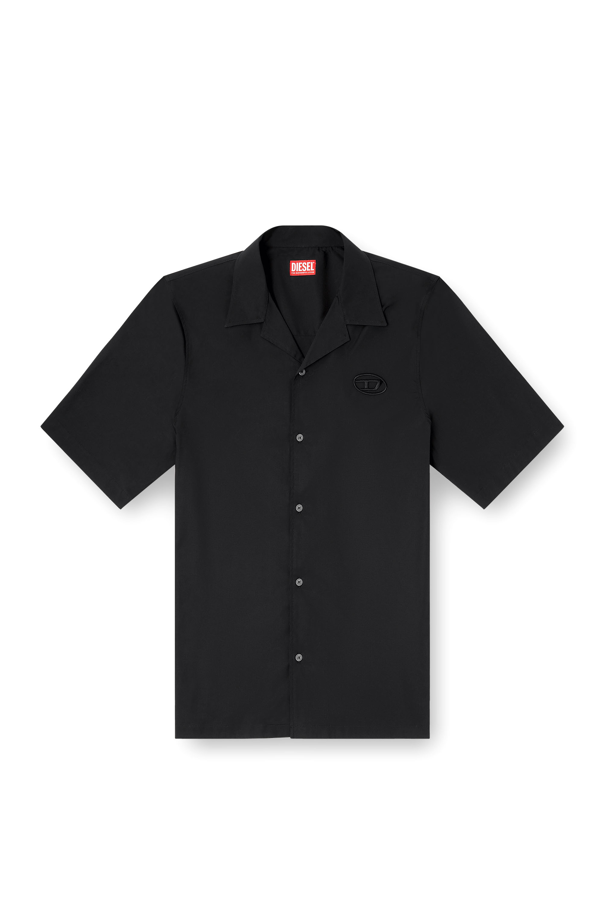 Diesel - S-MAC-GSBH, Chemise en popeline stretch avec broderie Oval D Homme in Noir - 3