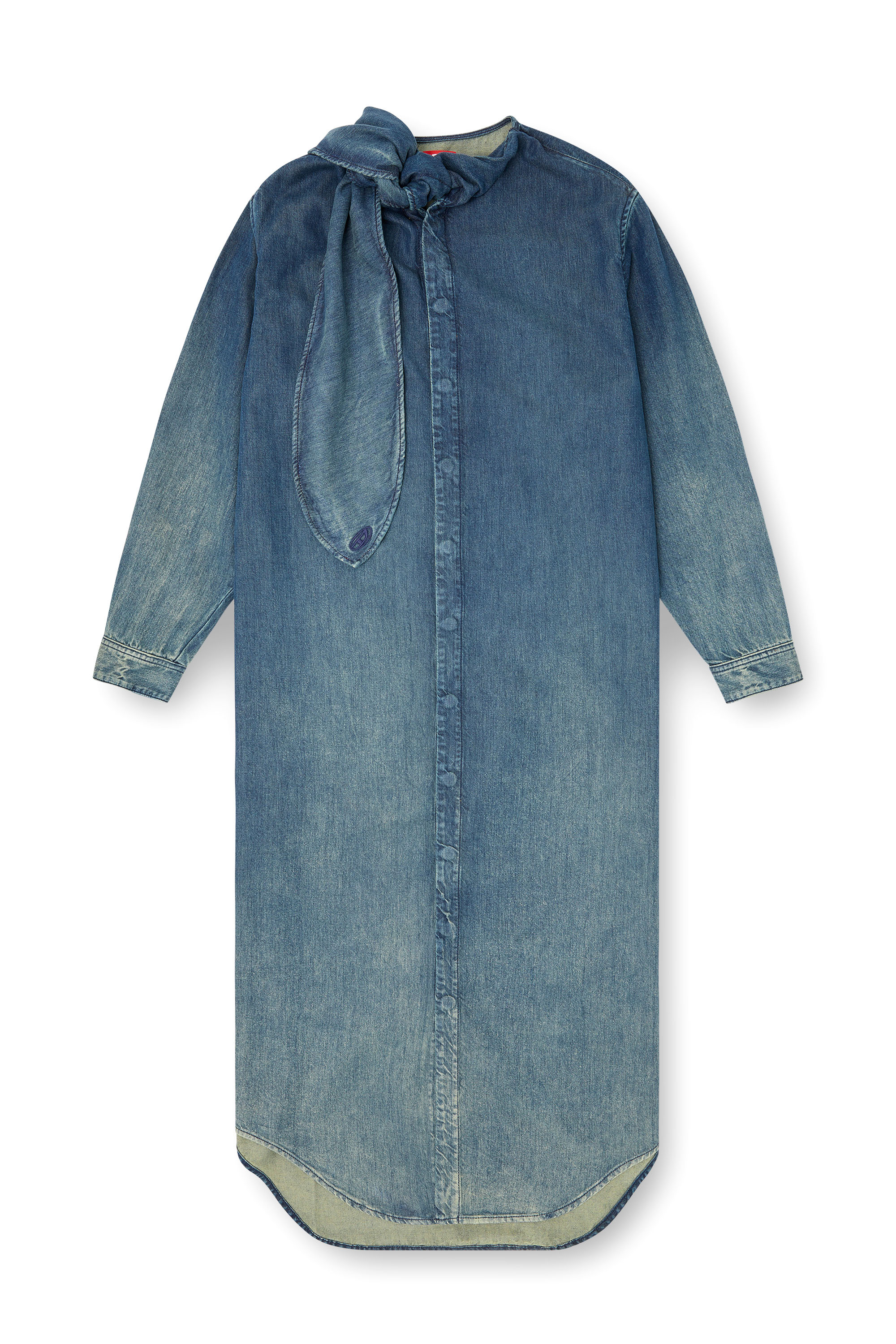 Diesel - DE-BARBARA-S, Robe chemise longue en denim fluide Femme in Bleu - 2