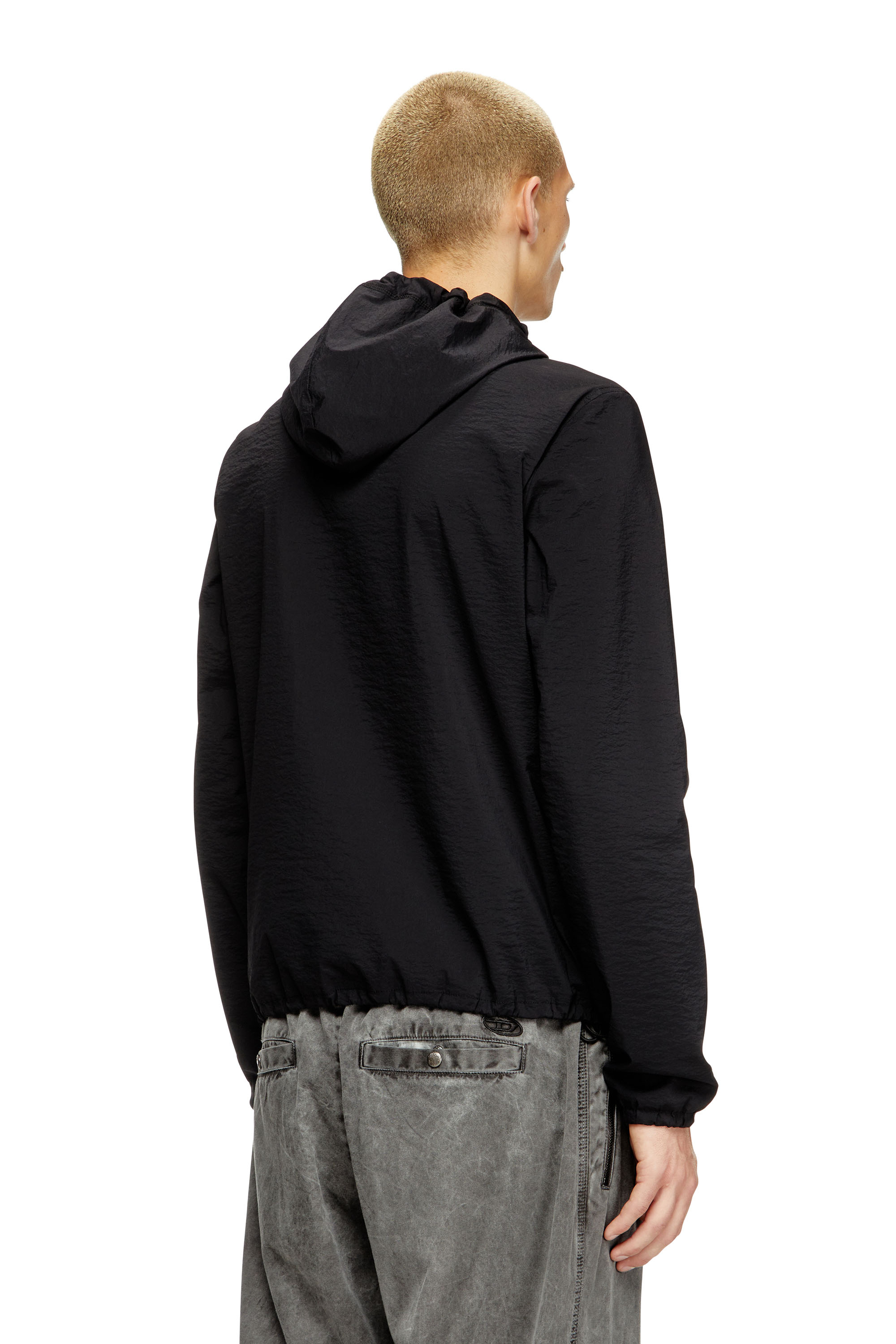 Diesel - J-ANDREW, Veste en nylon avec logo en contour Homme in Noir - 2