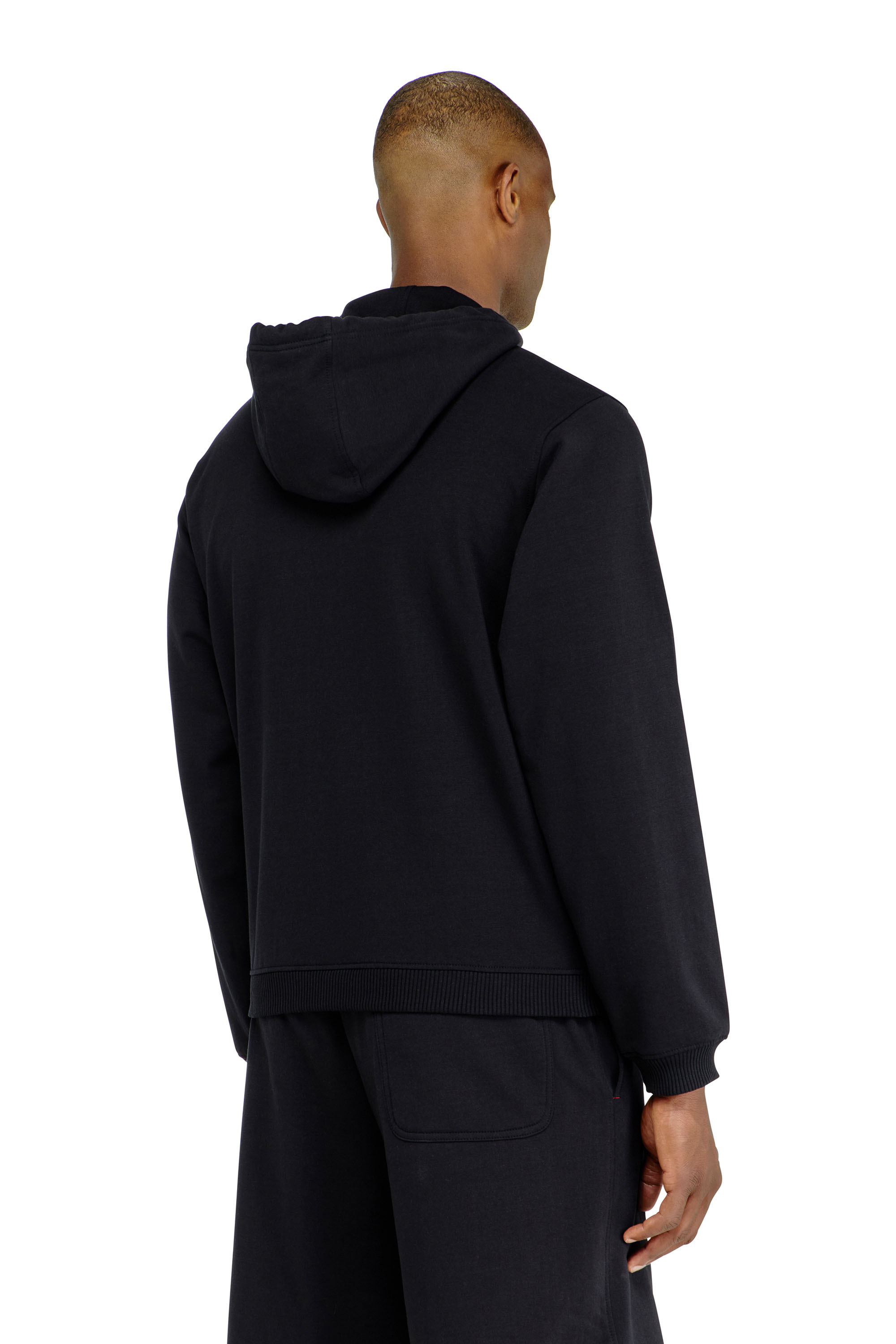 Diesel - JOY-D-CORE, Sweat &agrave; capuche en m&eacute;lange de coton gratt&eacute; Homme in Noir - 3