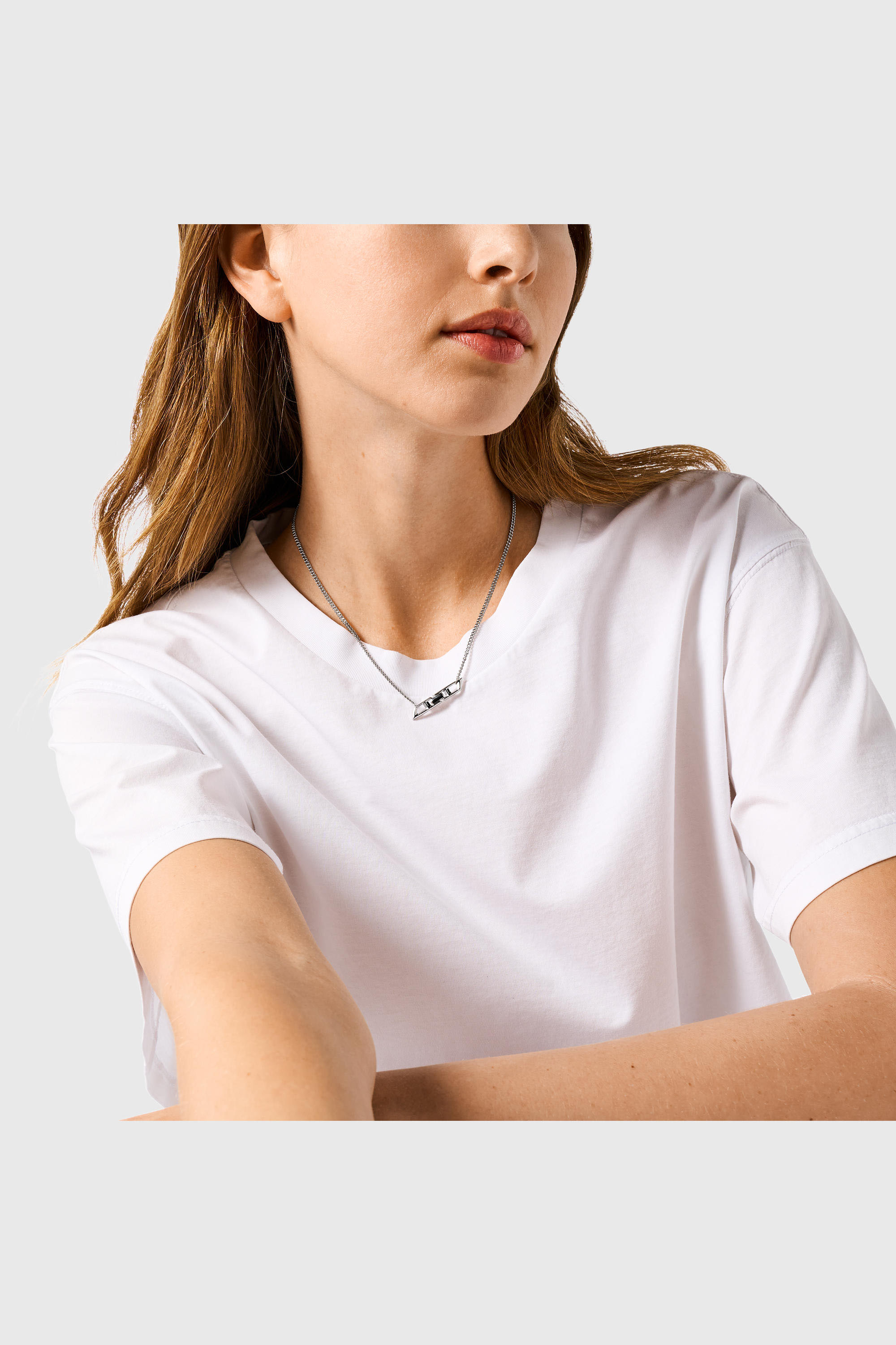 Diesel - DL1351040 STERLING SILVER JEWEL, Collier en argent sterling avec logo D Mixte in Gris argent&eacute; - 3