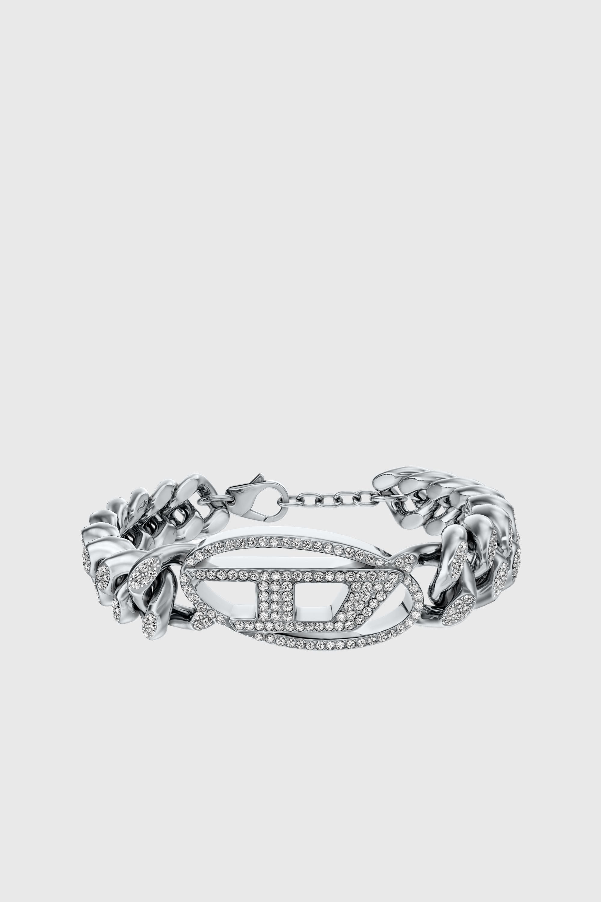 Diesel - DX1707040 JEWELLERY, Bracelet cha&icirc;ne en acier inoxydable oval D avec glitz Mixte in Gris argent&eacute; - 1
