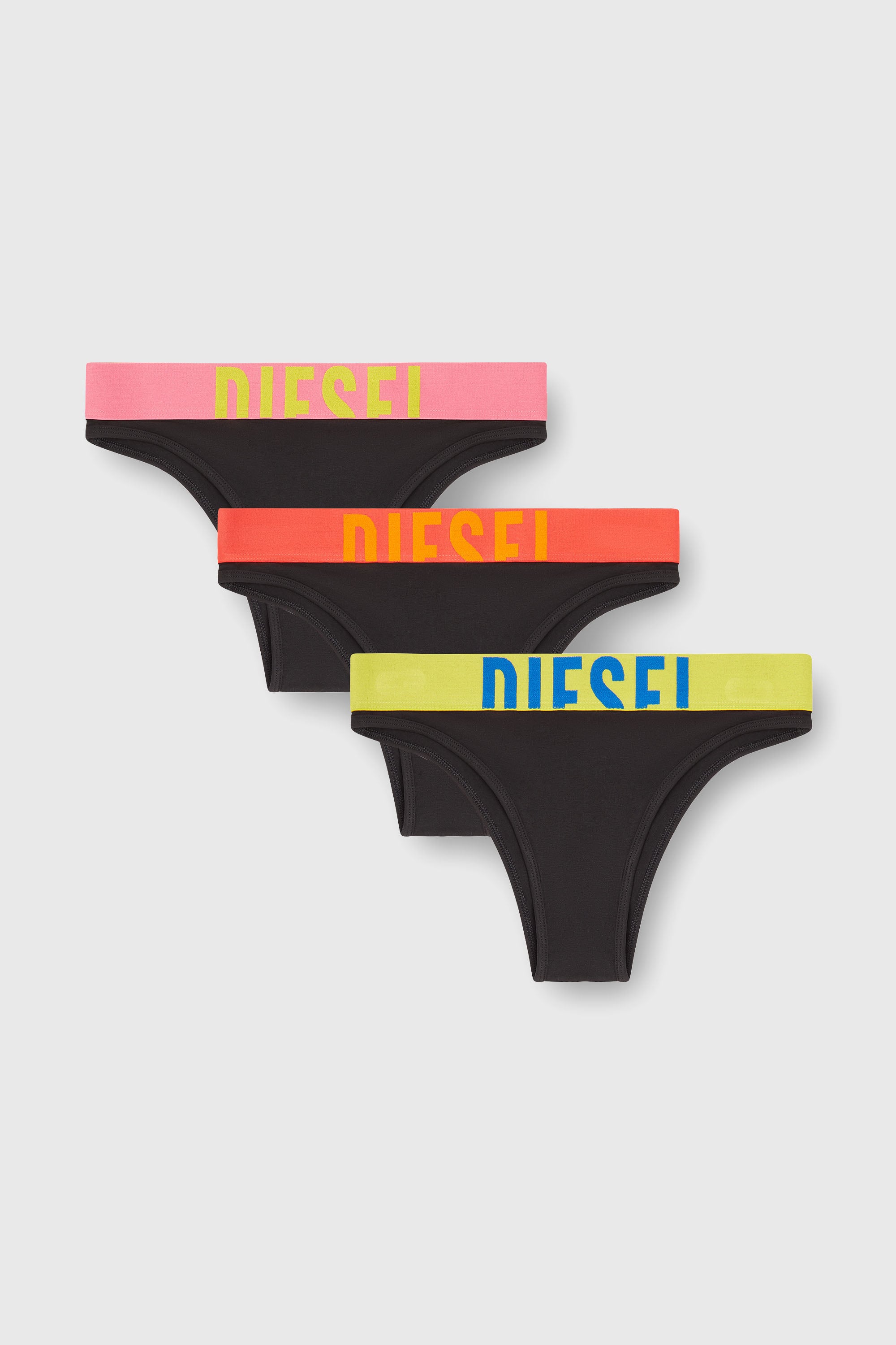 Diesel - FANNIE-D-POP-3PACK, Lot de 3 culottes avec ceinture contrastante Femme in Noir - 1