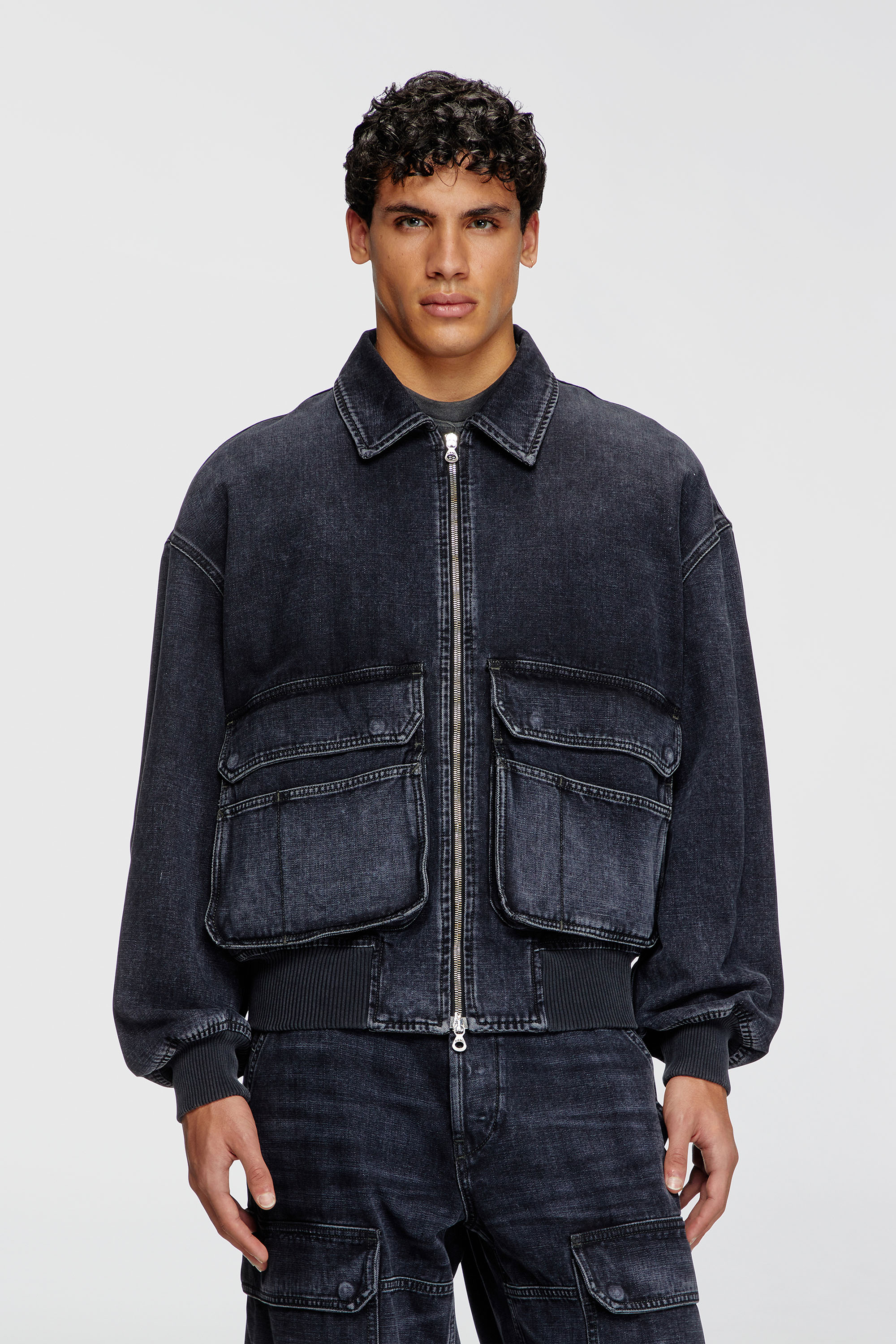 Diesel - D-KURZ, Veste en denim tiss&eacute; batavia Mixte in Noir - 3