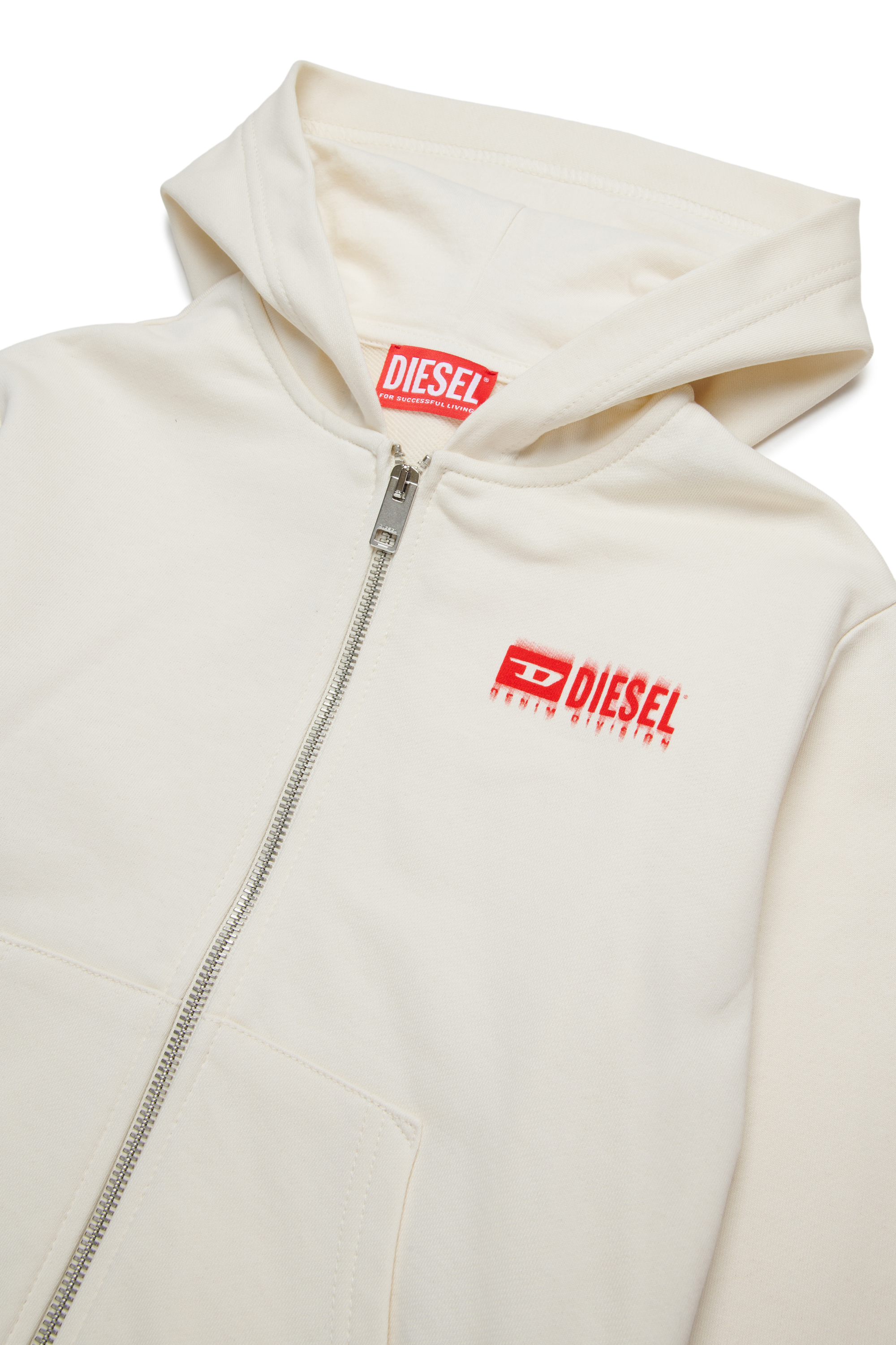 Diesel - SVOUGZIP OVER, Sweat-shirt à capuche zippé avec logo taché Homme in Blanc - 3