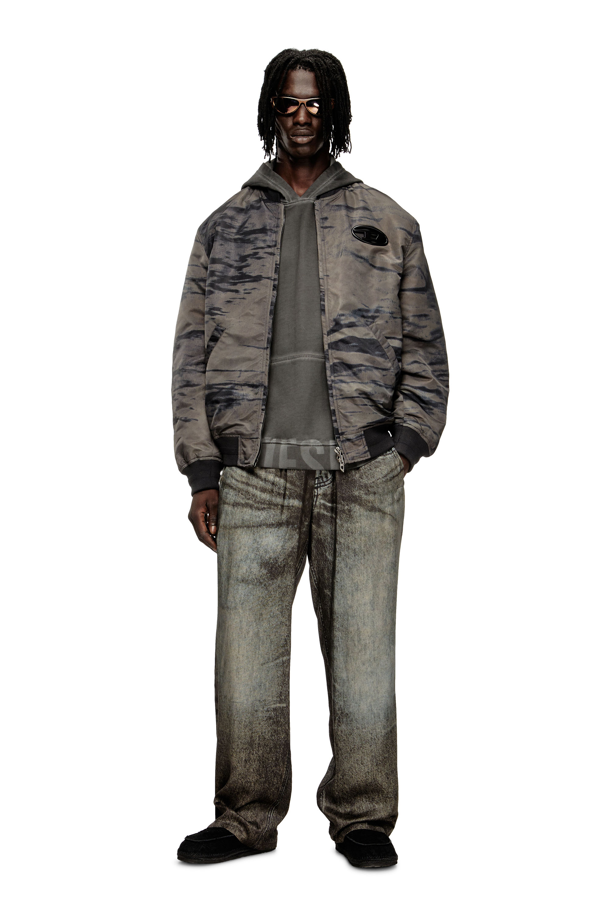 Diesel - J-KEPES-DLBZ, Bomber matelassé en satin imprimé Homme in Polychrome - 2