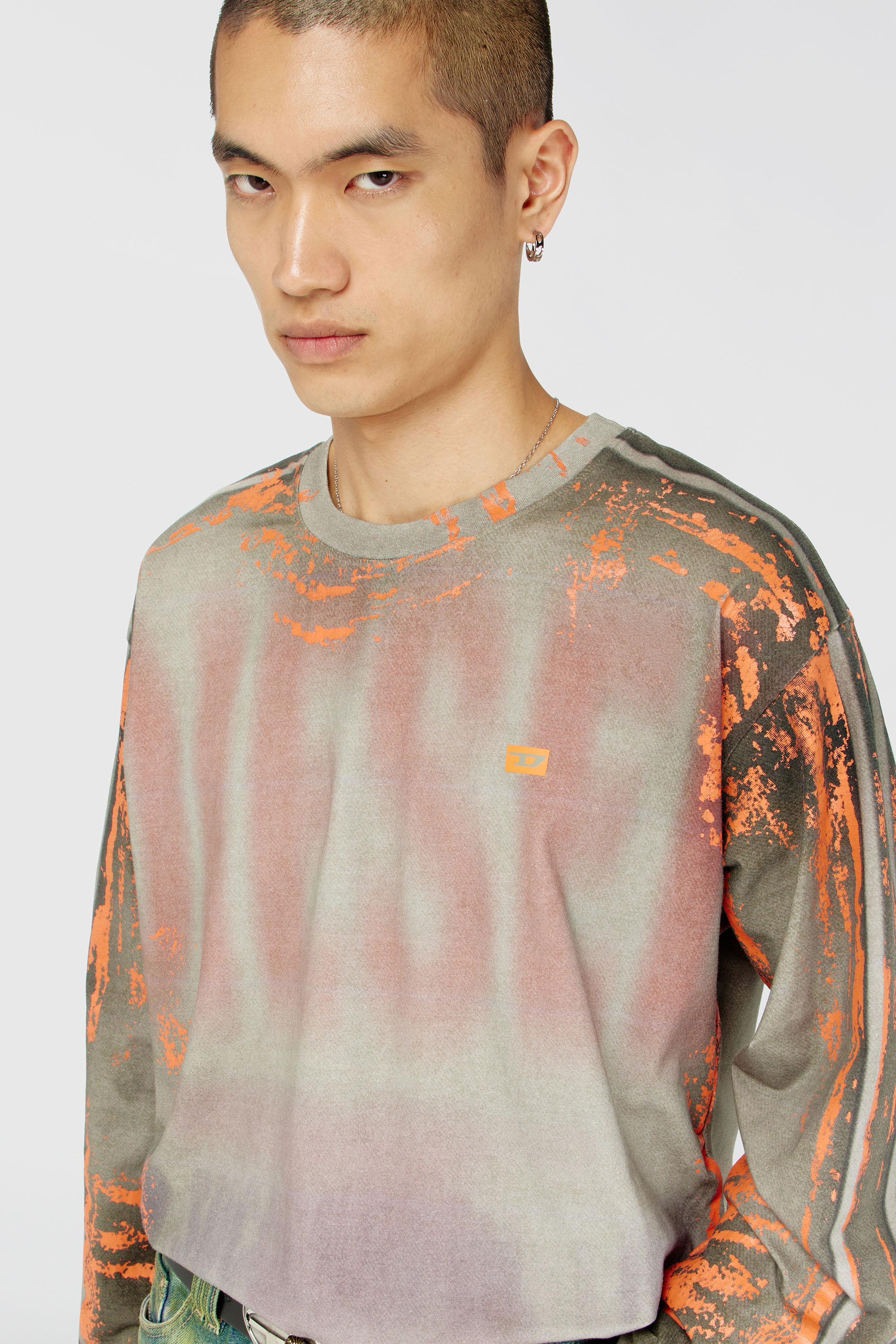 Diesel - T-FILMY, T-shirt &agrave; manches longues en jersey effet craquel&eacute; Homme in Polychrome - 5