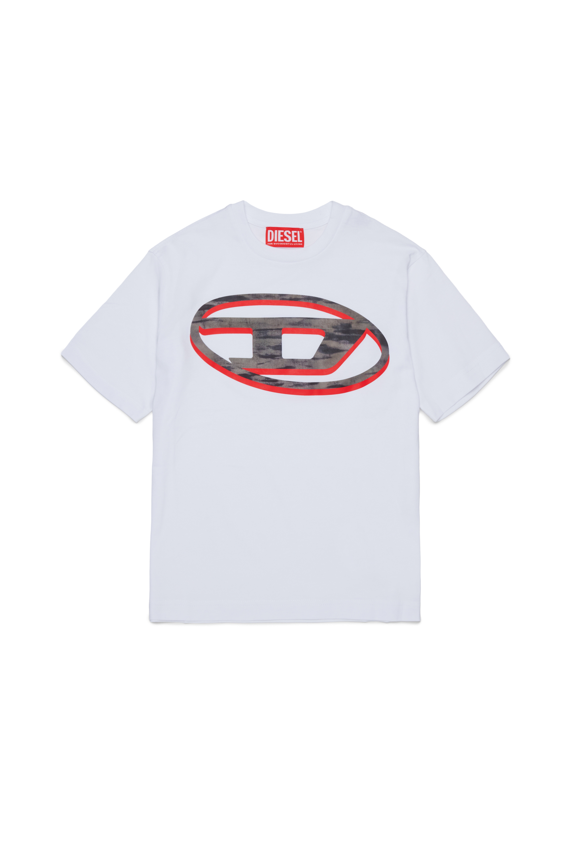 Diesel - TVEL OVER, T-shirt avec imprim&eacute; Oval D bicolore Homme in Blanc - 1