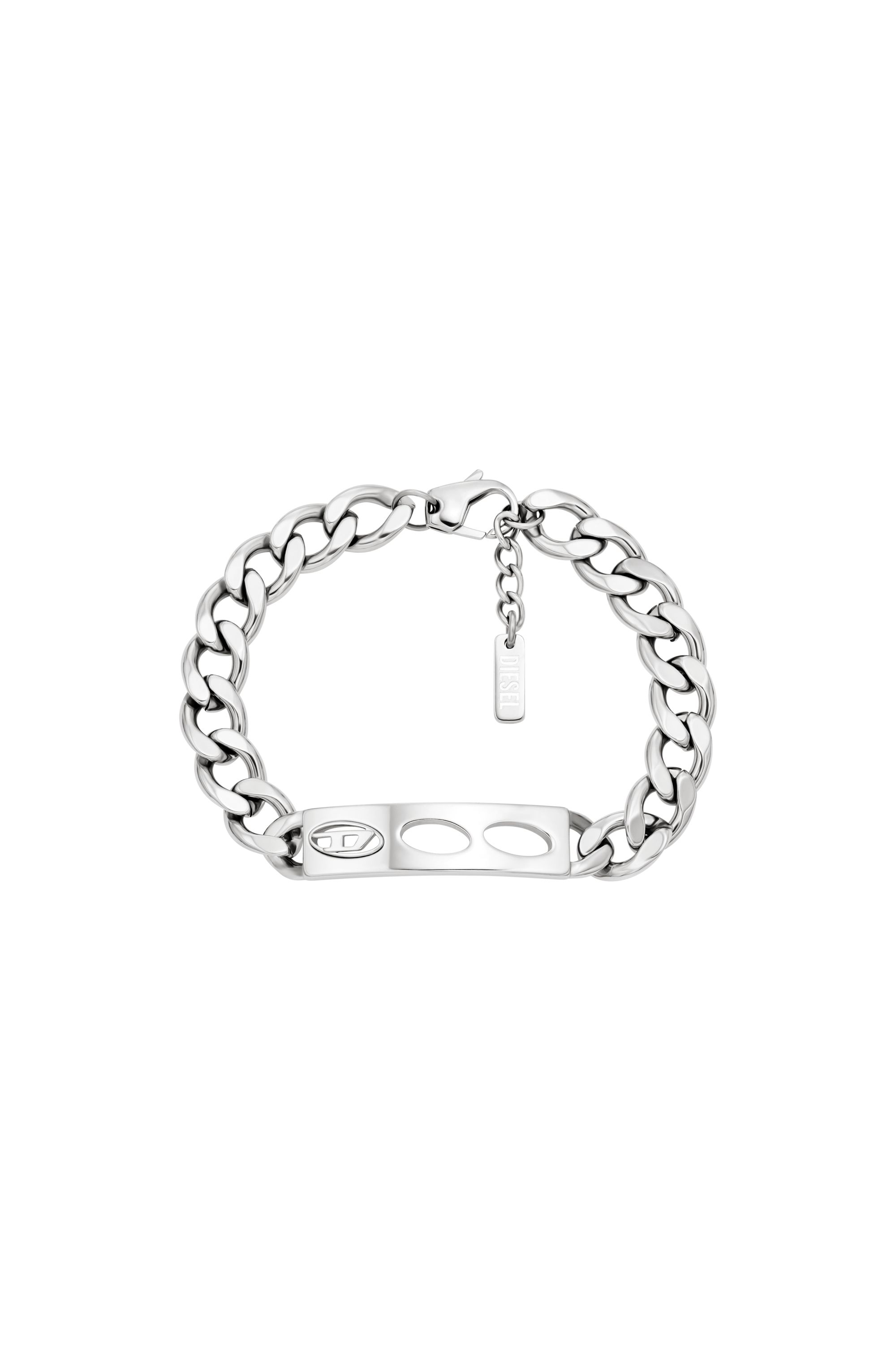 Diesel - DX166340 JEWELLERY, Bracelet d'identit&eacute; en acier inoxydable Mixte in Gris argent&eacute; - 1