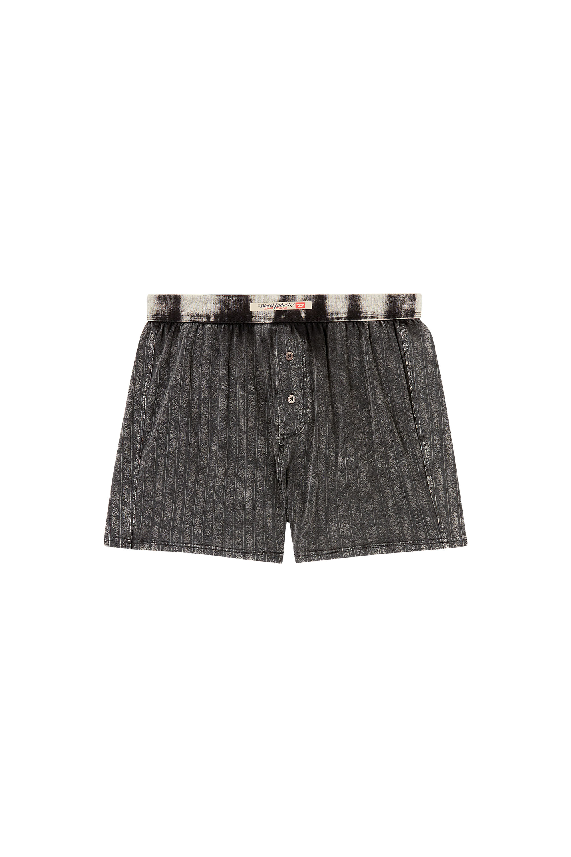 Diesel - STARK-DNM, Boxers longs en coton avec effet denim à rayures fines Homme in Gris - 3