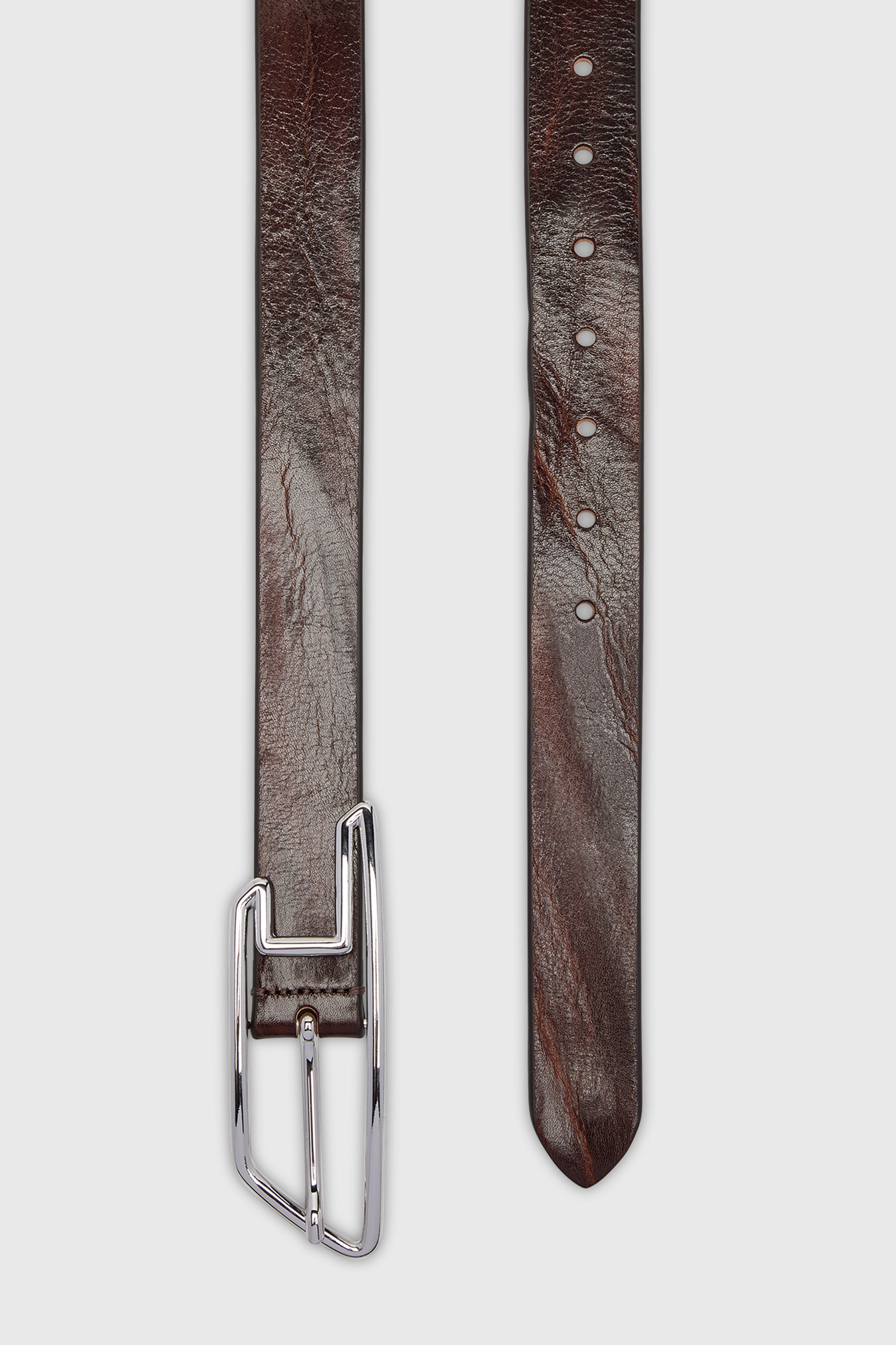 Diesel - B-D LINE 30, Ceinture 3 cm en cuir cir&eacute; avec boucle D-logo Mixte in Marron - 3