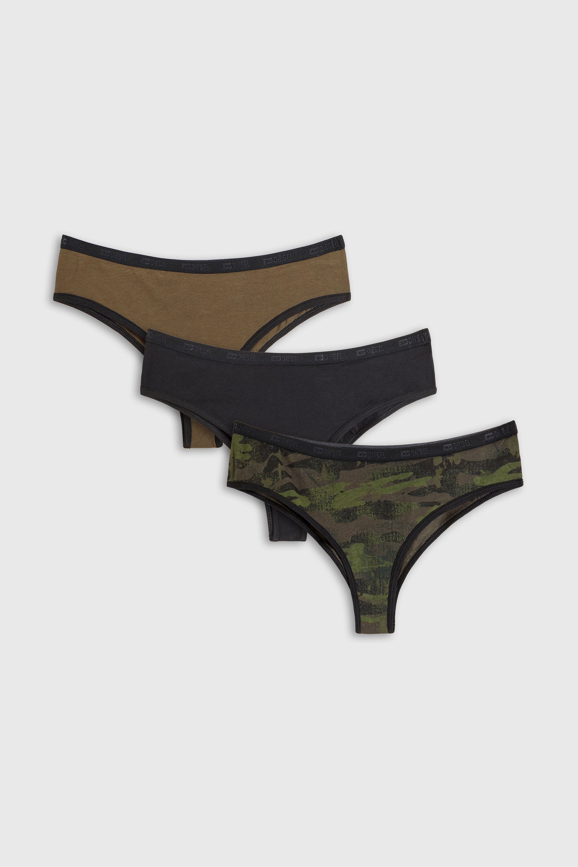 Diesel - GLENDA-UTLT-3PACK, Lot de trois slips avec imprim&eacute; camouflage Femme in Vert - 2