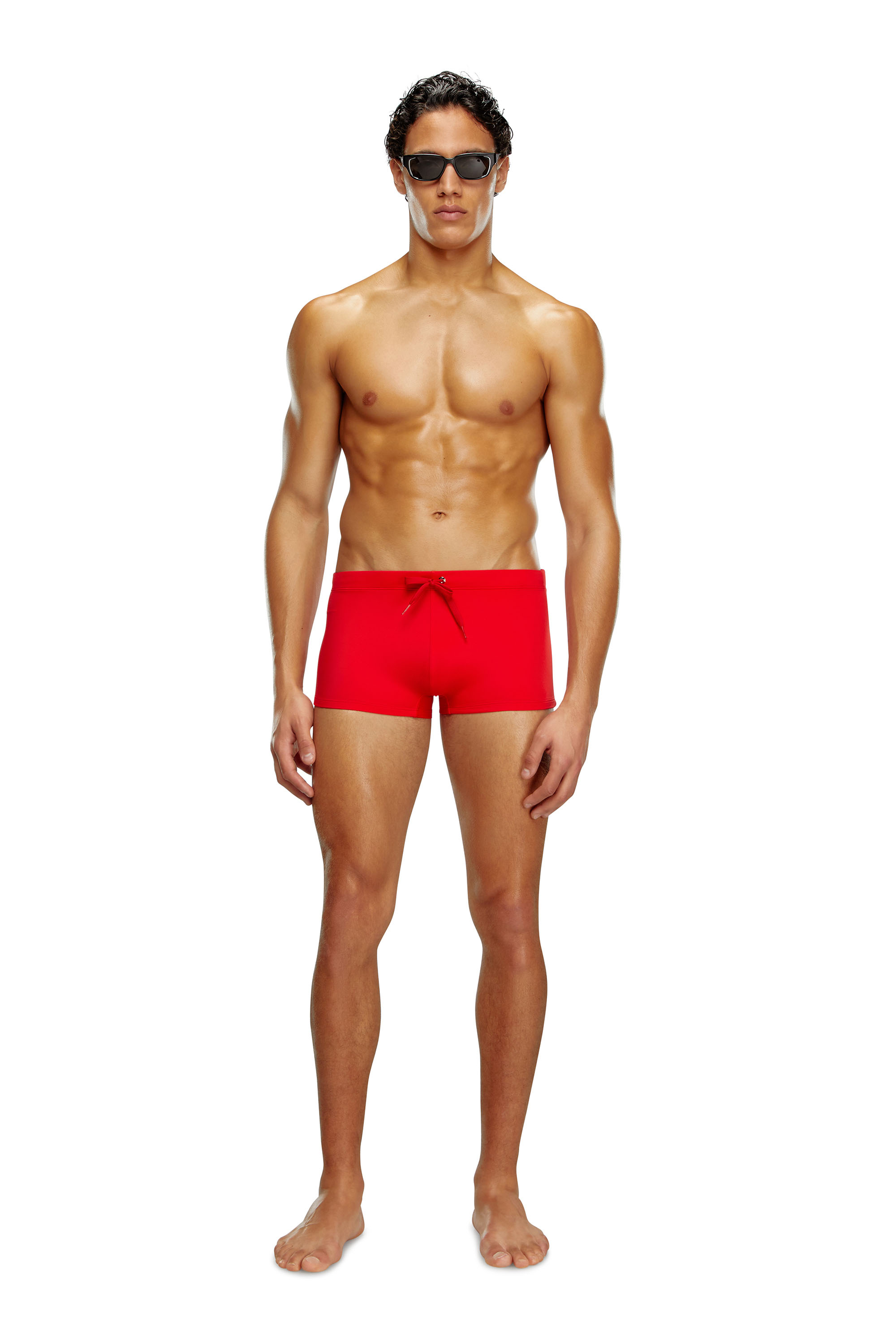 Diesel - BMBX-BRAD, Man Swim boxer briefs with back logo print in Red - Image 1