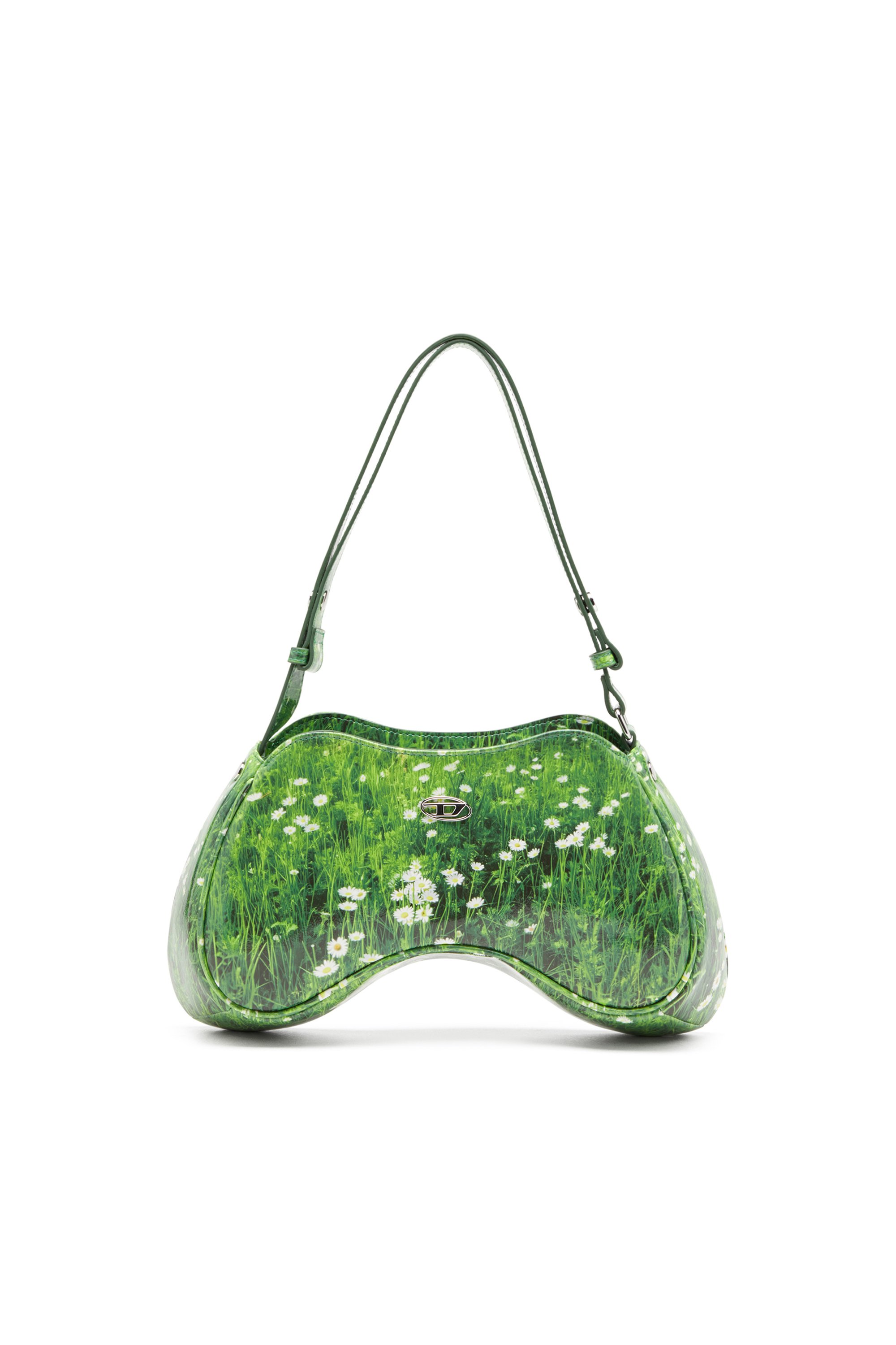 Diesel - PLAY SHOULDER, Play-Sac à bandoulière brillant avec imprimé félin Femme in Vert - 1