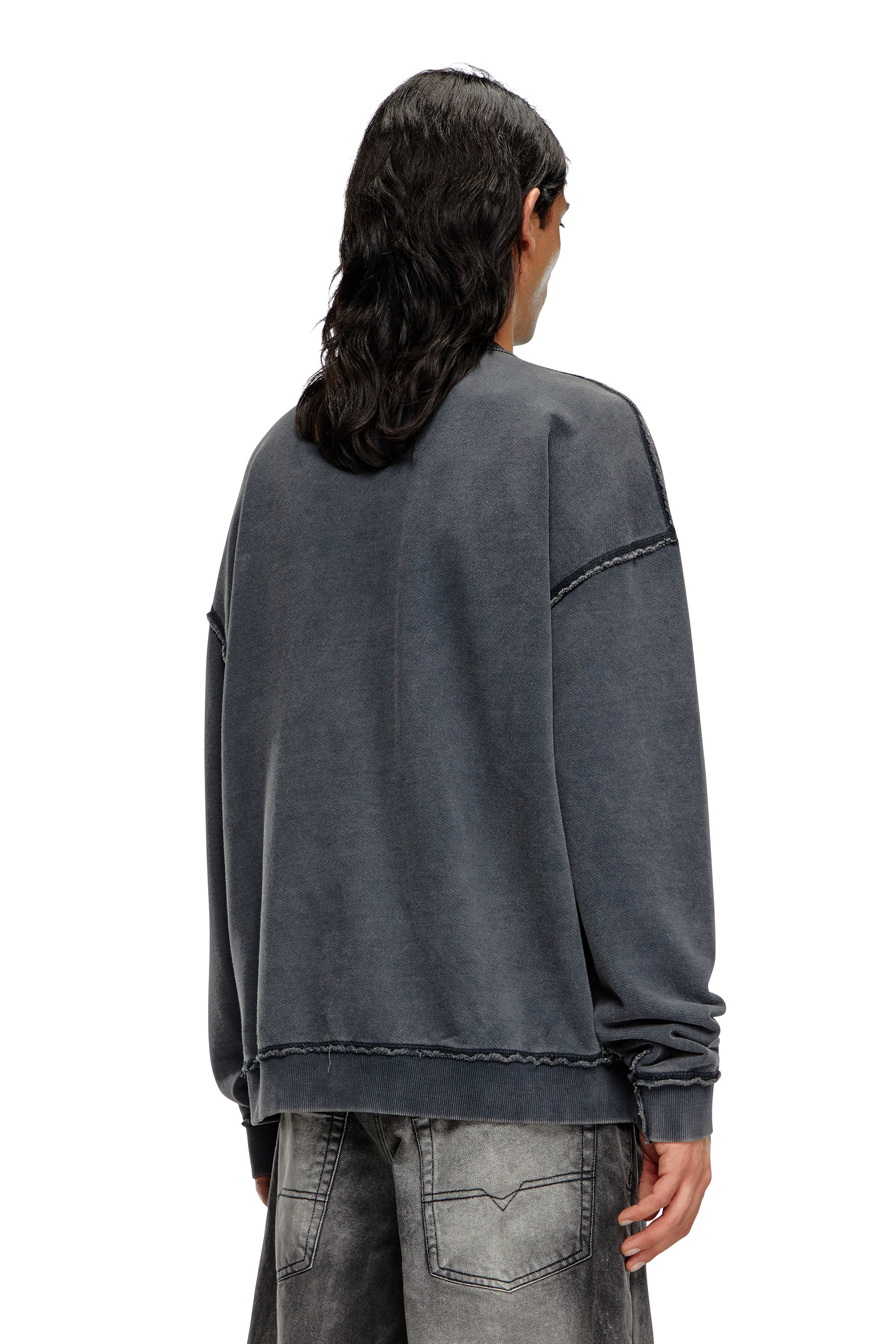 Diesel - S-BOXT-RAW, Sweat-shirt avec logo brodé Homme in Noir - 4