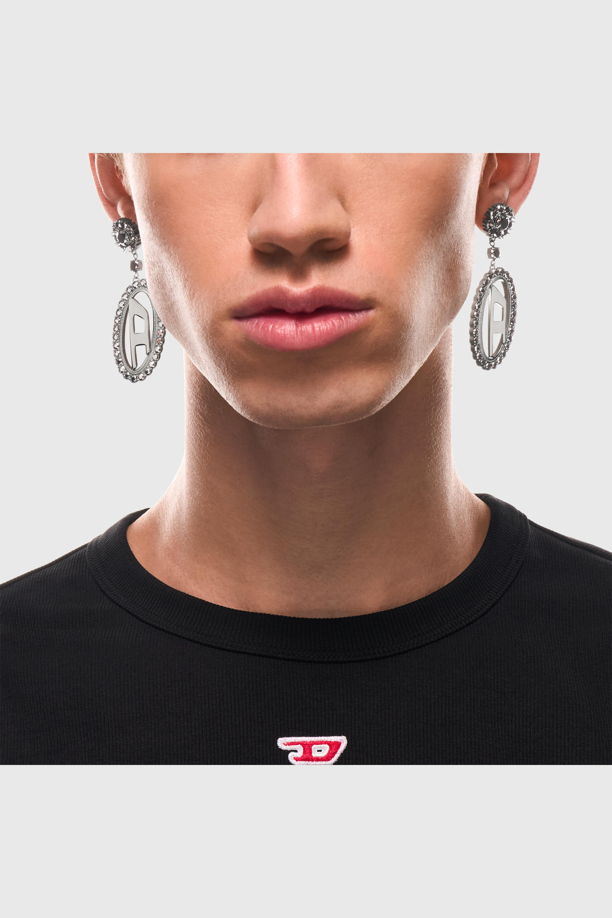 Diesel - DX1751040, Boucles d'oreilles pendantes en acier inoxydable serties de pav&eacute; Mixte in Gris argent&eacute; - 5