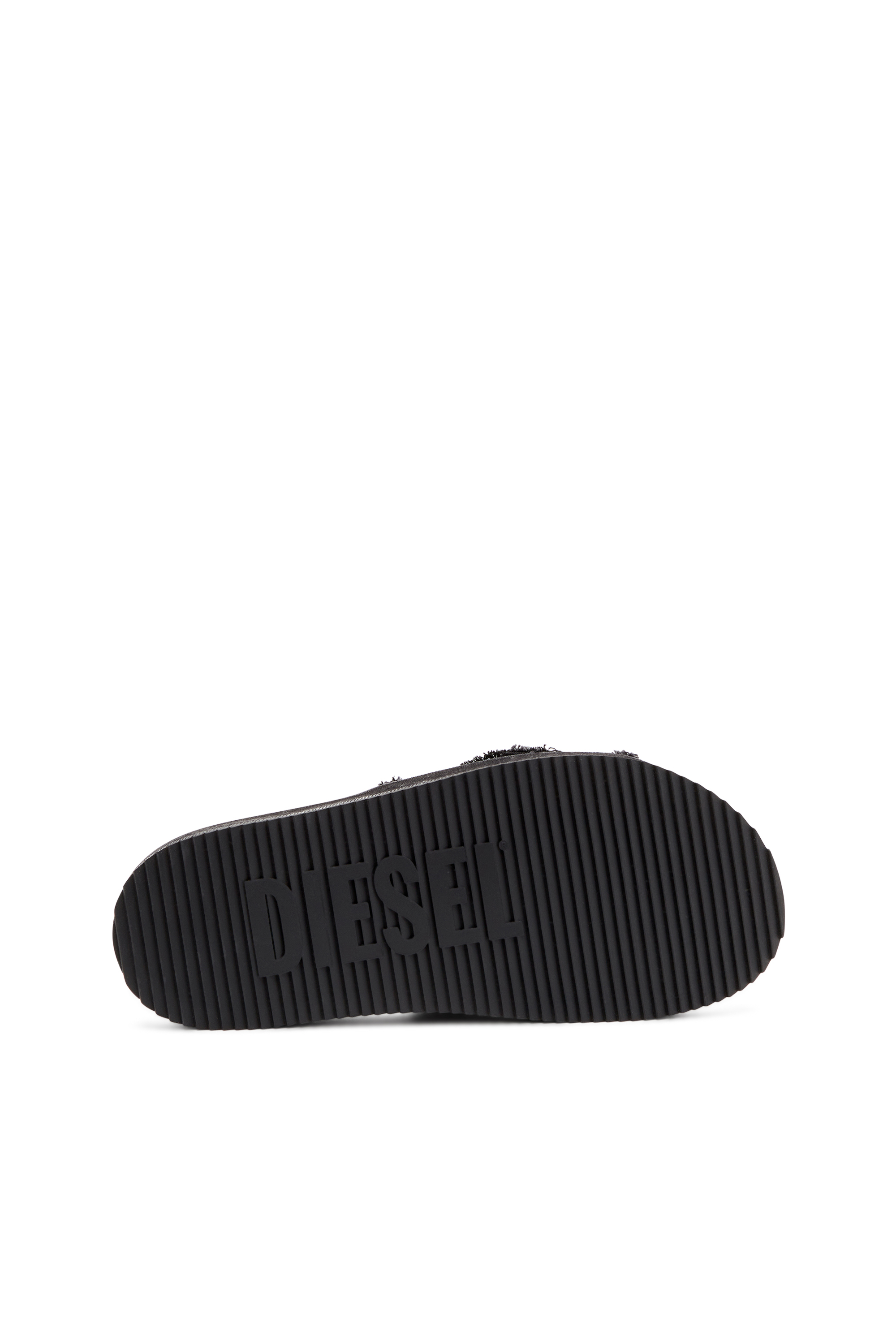 Diesel - SA-SLIDE D OVAL, Sa-Slide D-Claquettes en denim vieilli Mixte in Noir - 5
