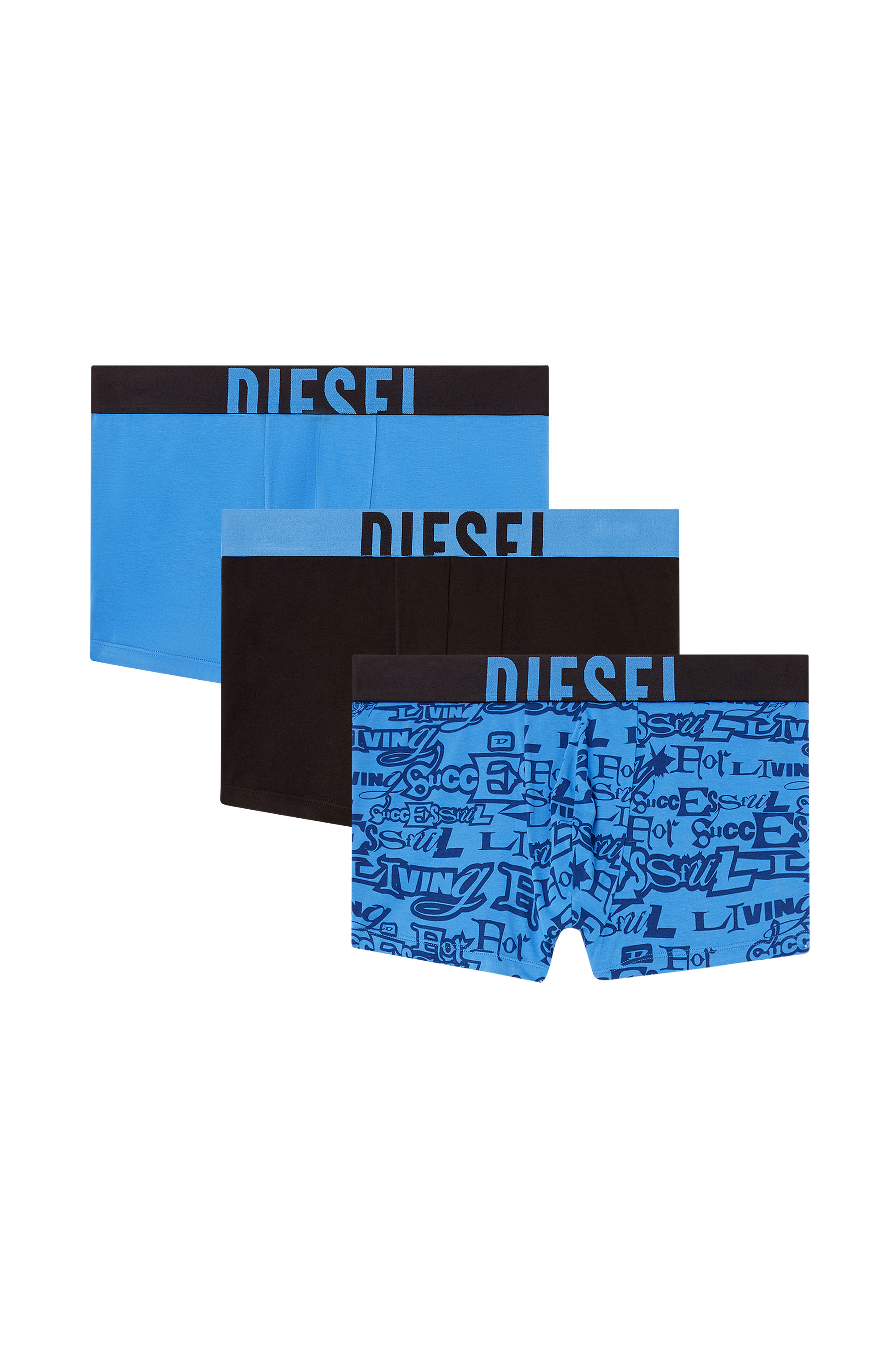 Diesel - DAMIEN-D-POP-3PACK-40, Lot de trois boxers en coton avec logos audacieux Homme in Bleu - 1