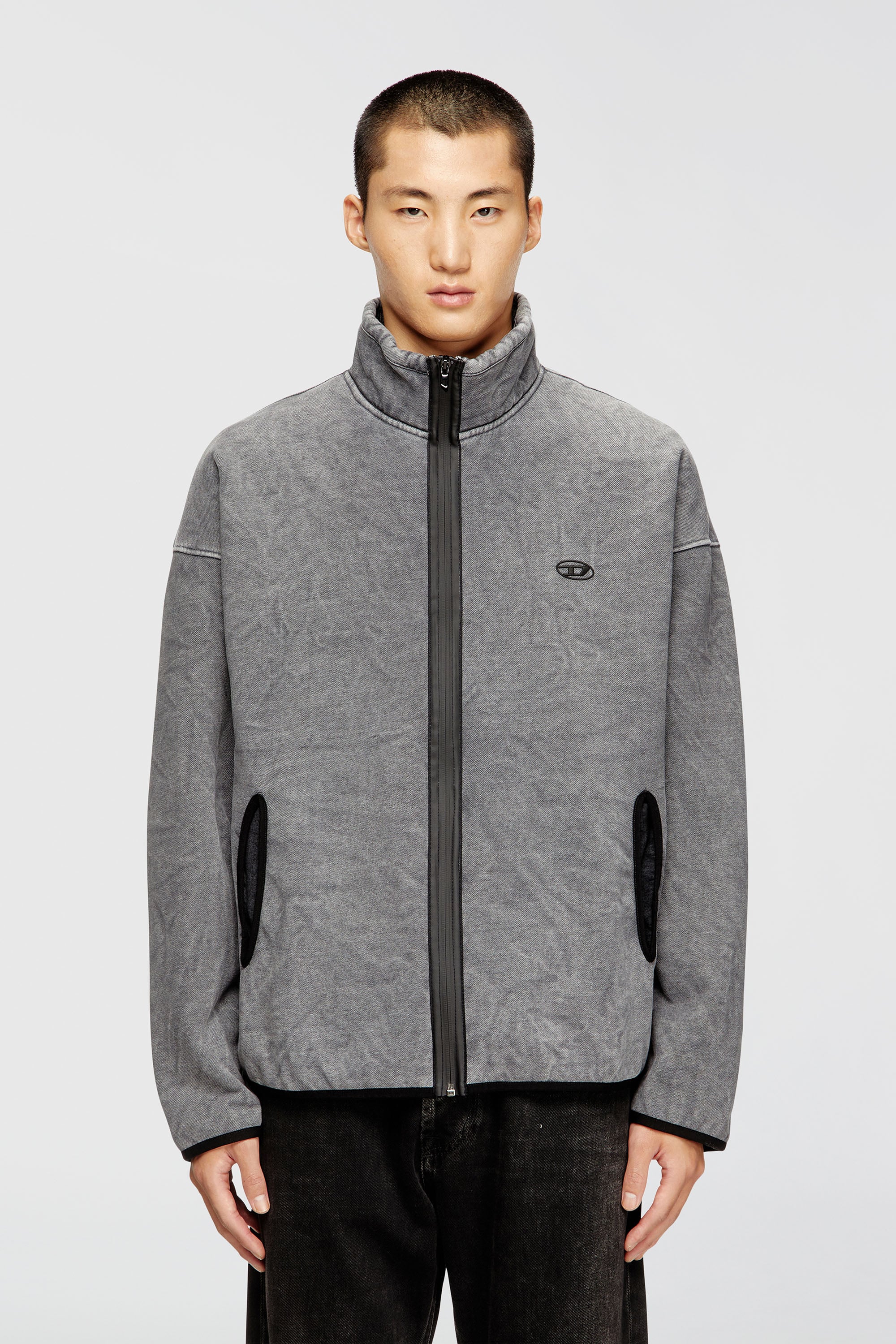 Diesel - S-BATY-NEW, Sweat &agrave; fermeture &eacute;clair avec doublure int&eacute;rieure Homme in Gris - 1