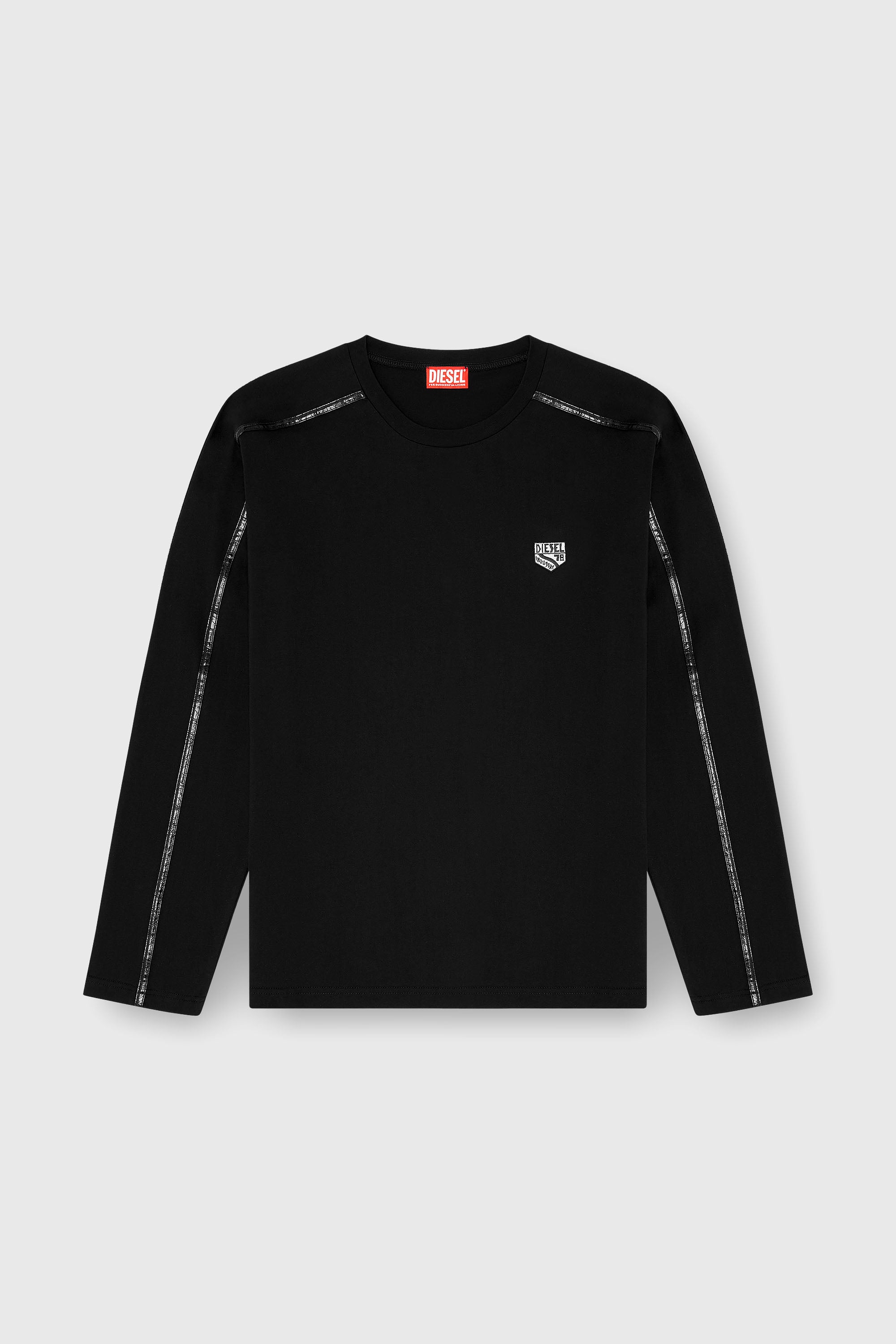 Diesel - T-NORM-LS-FL, T-shirt &agrave; manches longues avec finitions ton sur ton Homme in Noir - 2