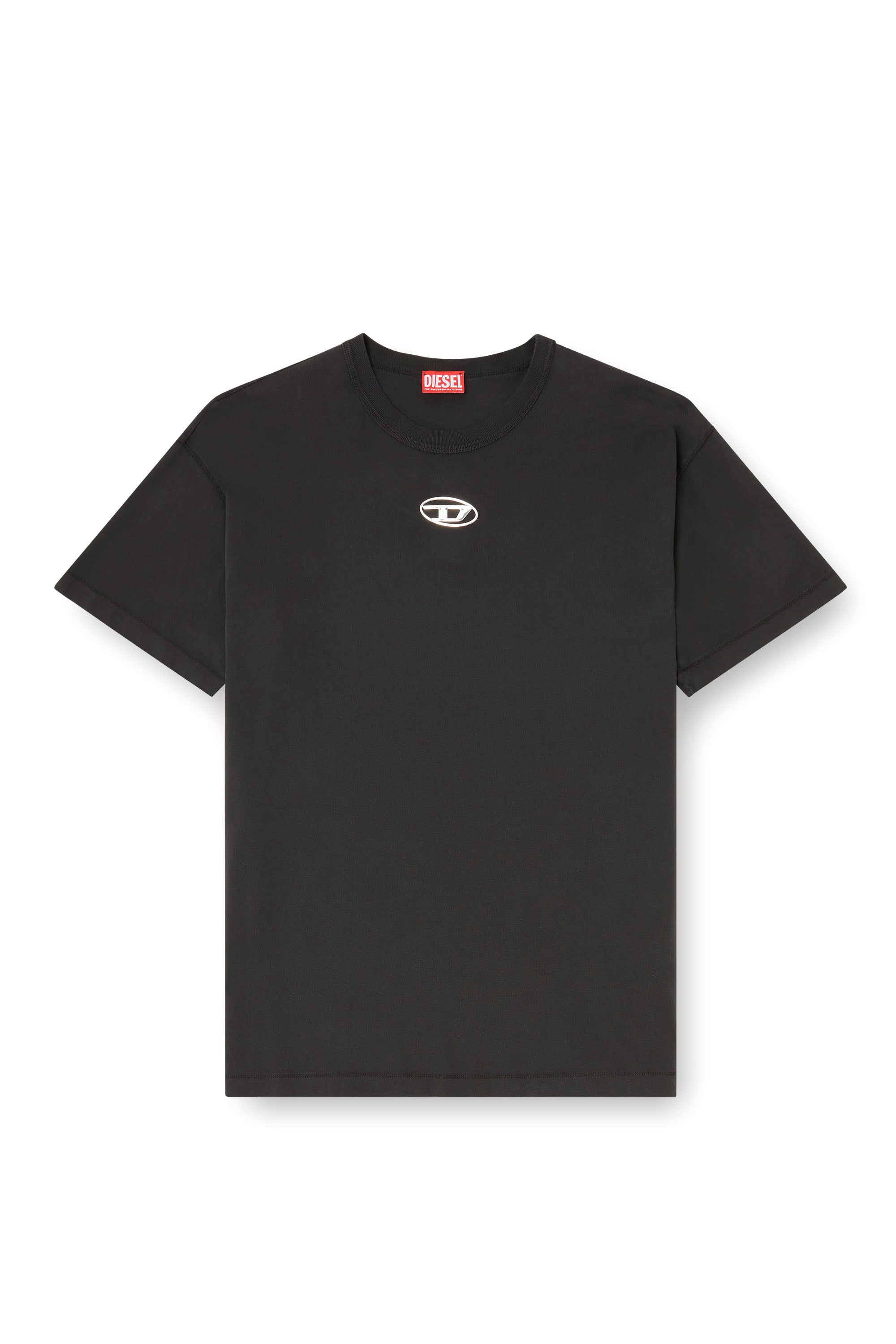 Diesel - T-NORM-IOD, T-shirt en coton l&eacute;ger avec logo Ovale D m&eacute;tallis&eacute; Homme in Noir - 3