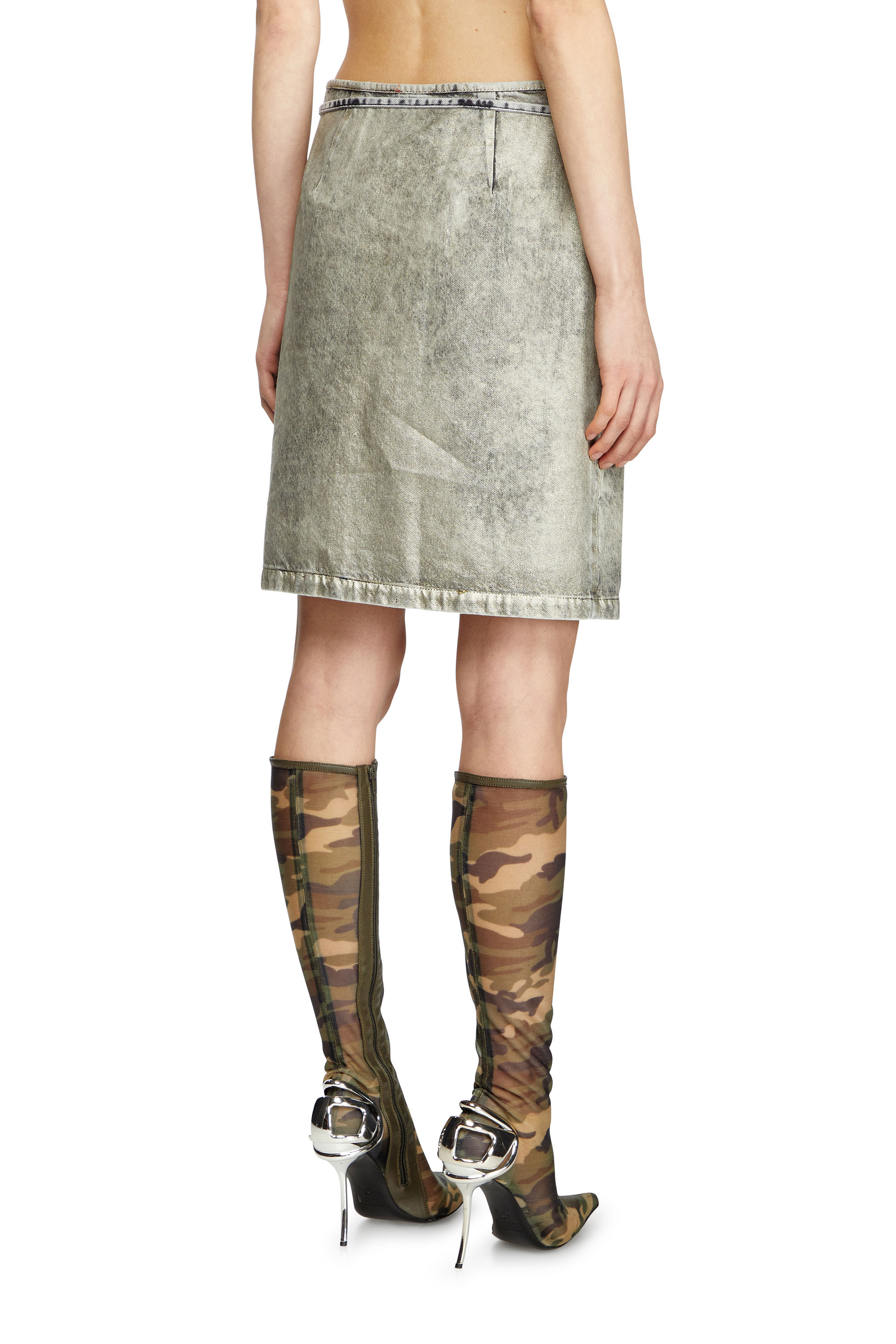 DE-LEM-S, Grey Diesel - DE-LEM-S, Woman's Wrap skirt in coated denim in Grey - 4