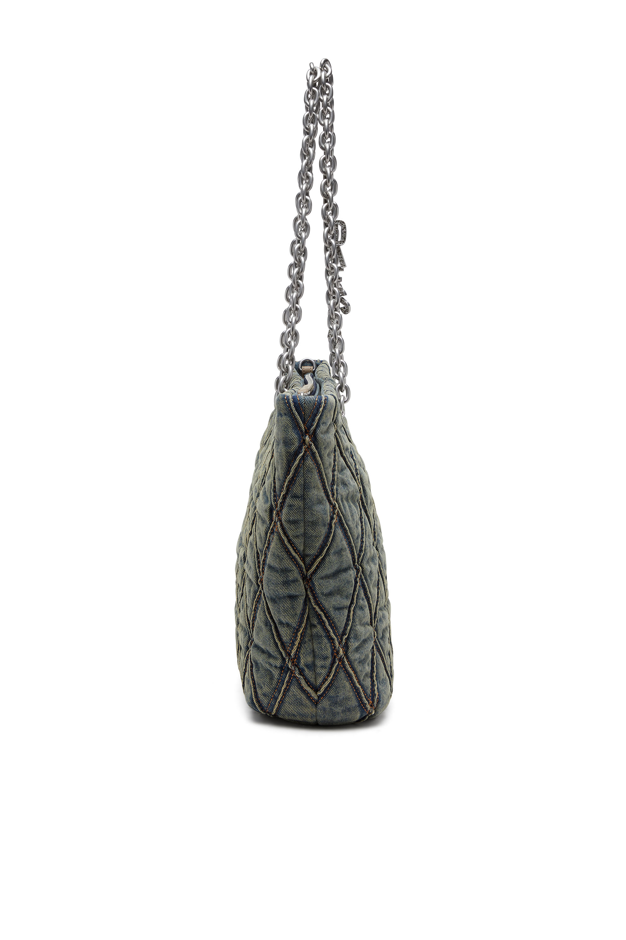 Diesel - CHARM-D SHOPPER M, Charm-D-Sac tote en denim matelassé Femme in Bleu - 4