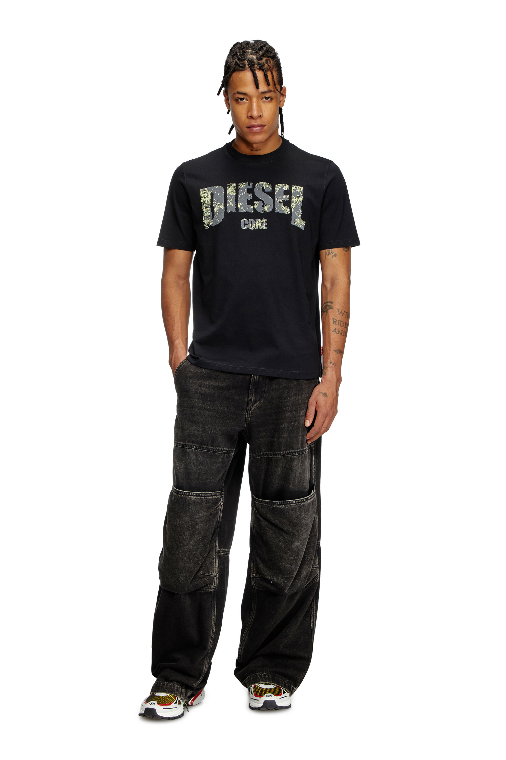 Diesel - T-ADJUST-R25, T-shirt avec imprimé Diesel Core Homme in Noir - 2