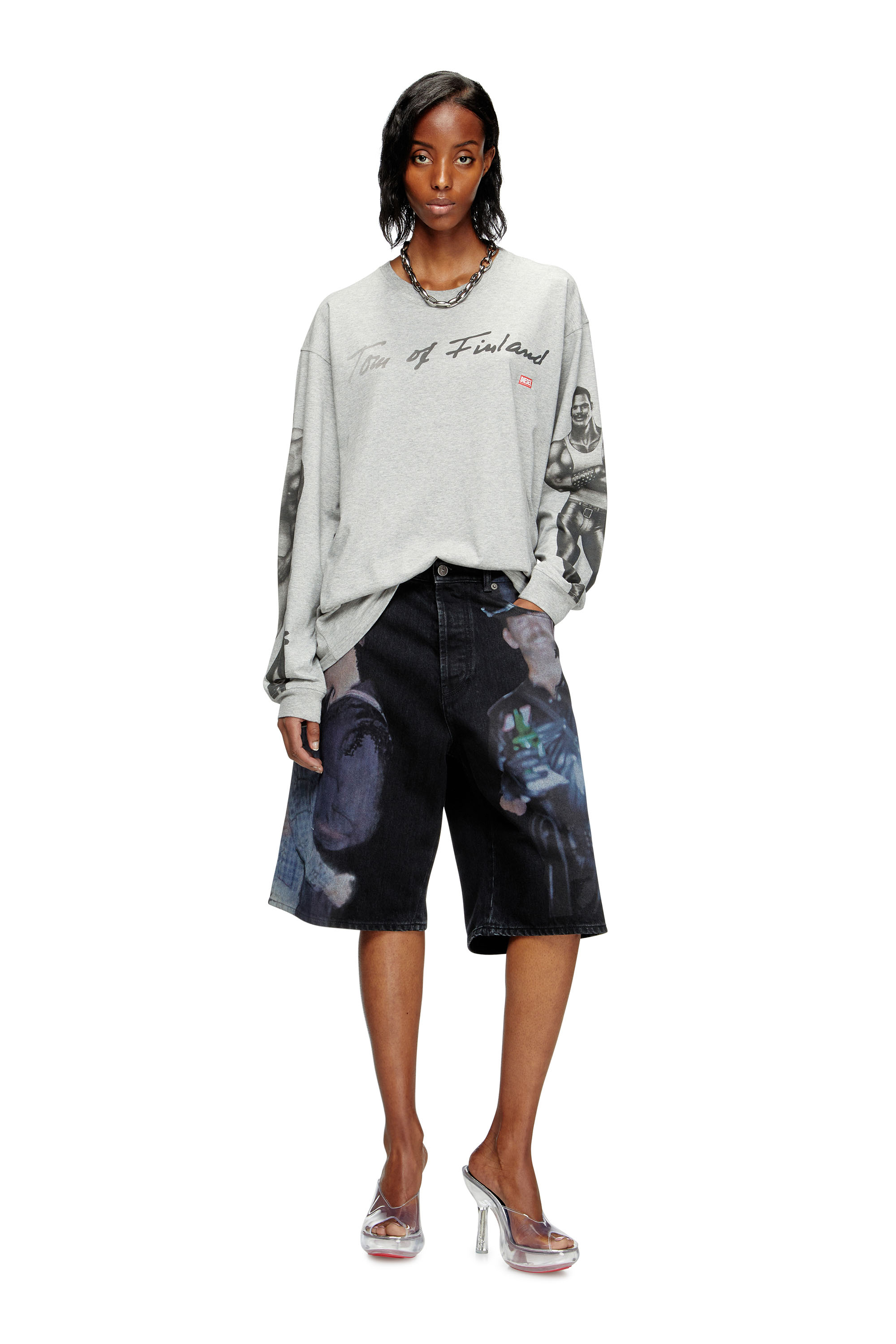 Diesel - PR-T-BOXT-LS-TOM25, T-shirt à manches longues avec imprimé graphique Mixte in Gris - 6