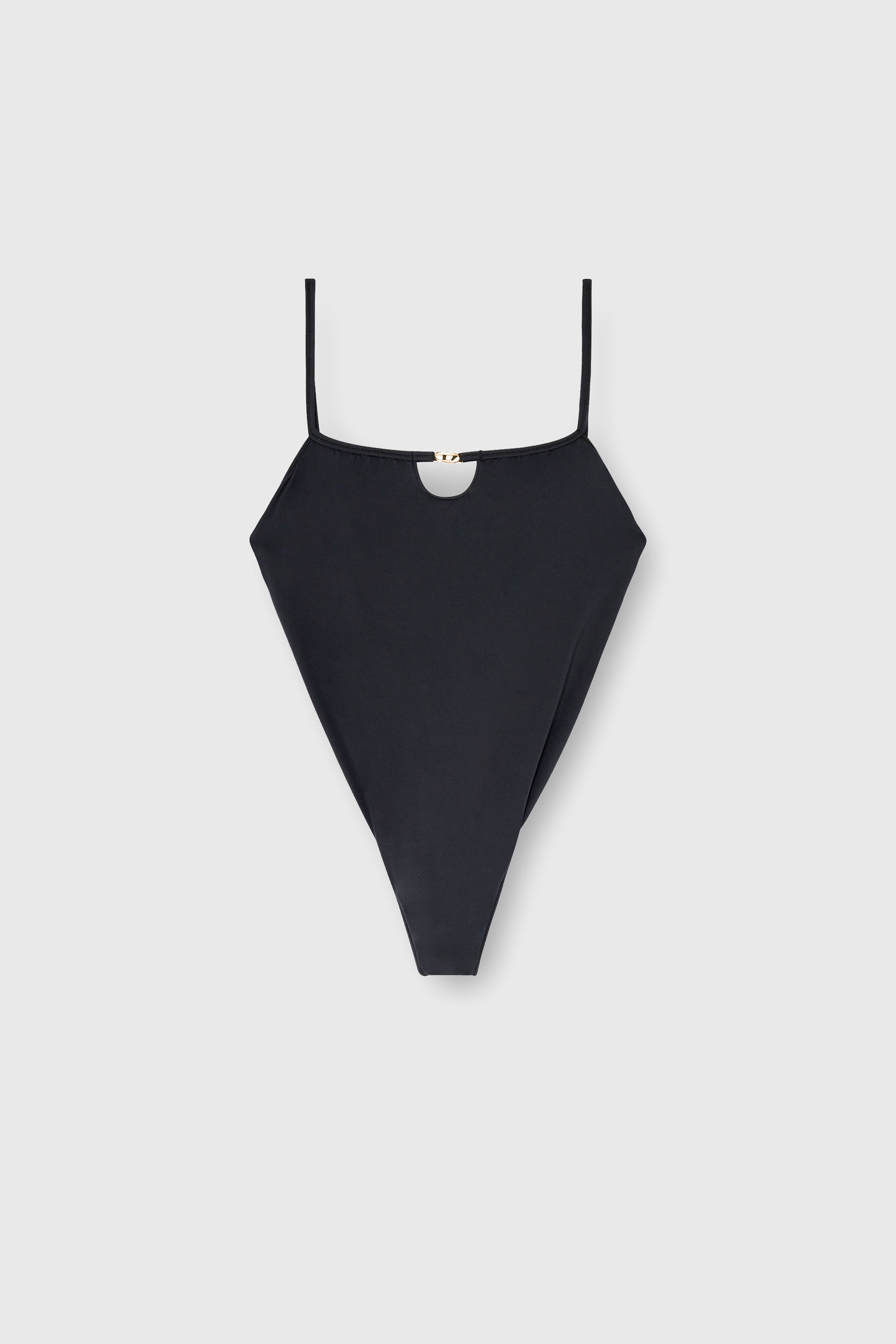 Diesel - KIARA-UTLT, Body en nylon avec d&eacute;coupes et Oval D en m&eacute;tal Femme in Noir - 2