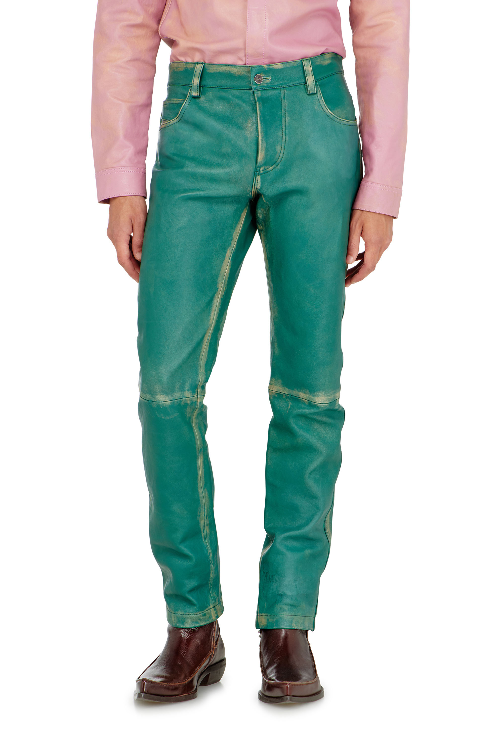 Diesel - P-OCKET, Pantalon en cuir trait&eacute; Homme in ToBeDefined - 2