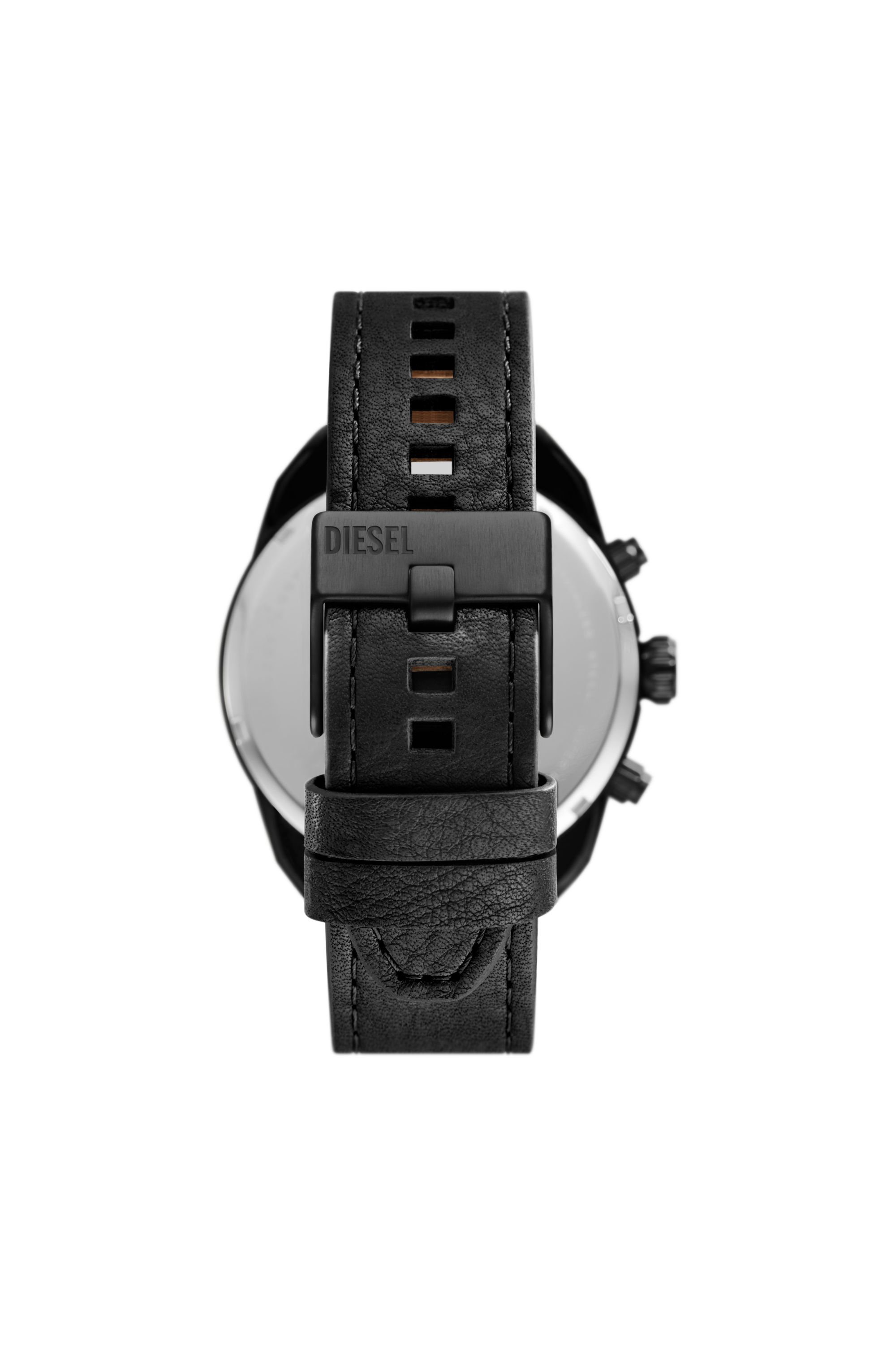Diesel - DZ4667, Man Spiked chronograph black leather watch in Black - Image 2