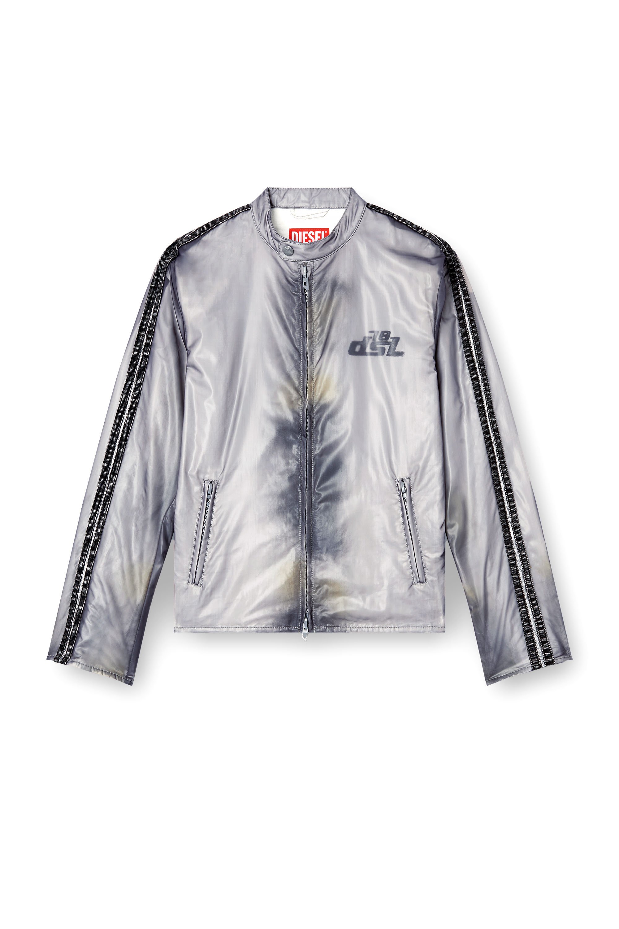 Diesel - J-POP, Veste de motard avec effet transparent Homme in Gris - 3