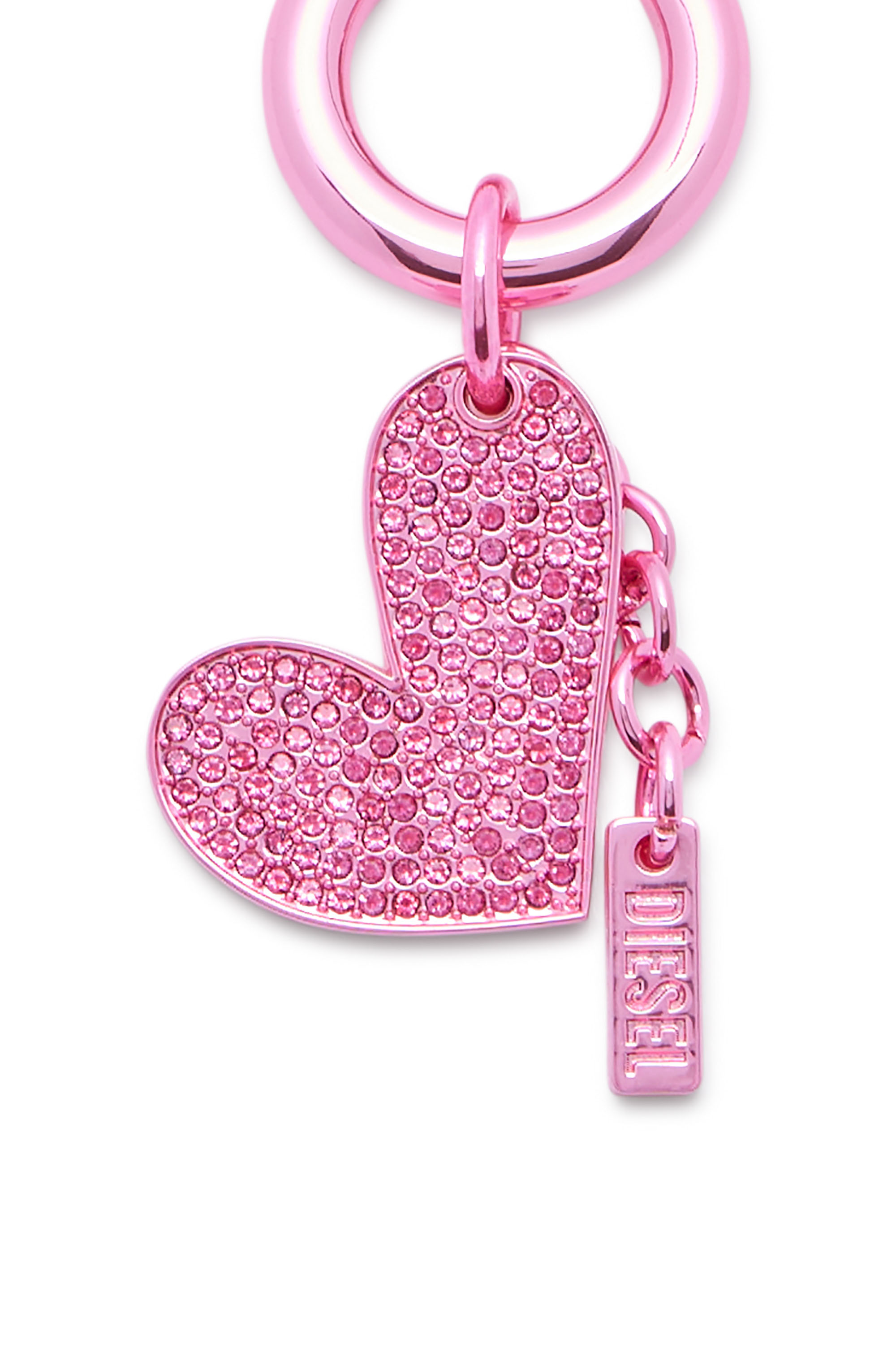 Diesel - CHARM-HEART, Breloque c&oelig;ur en m&eacute;tal avec strass Femme in Rose - 4