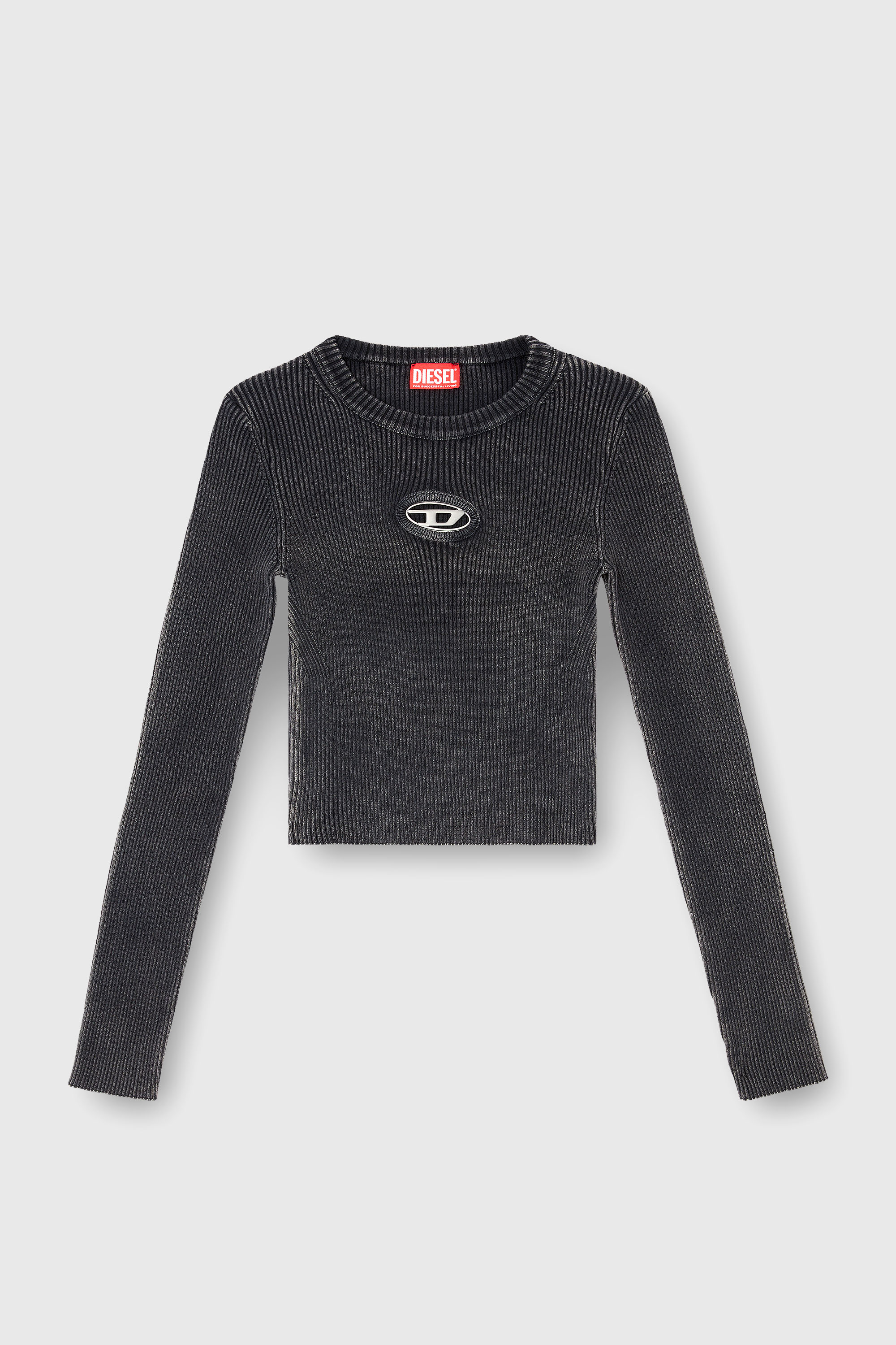 Diesel - M-ANCHOR-A, Pull crop avec logo cut-out Femme in Noir - 2