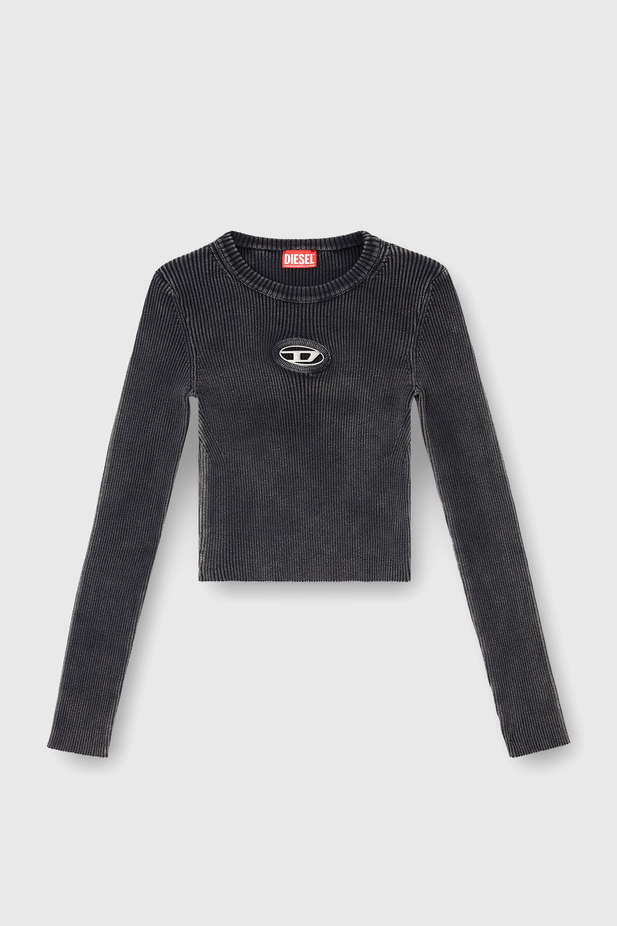 Diesel - M-ANCHOR-A, Pull crop avec logo cut-out Femme in Noir - 2