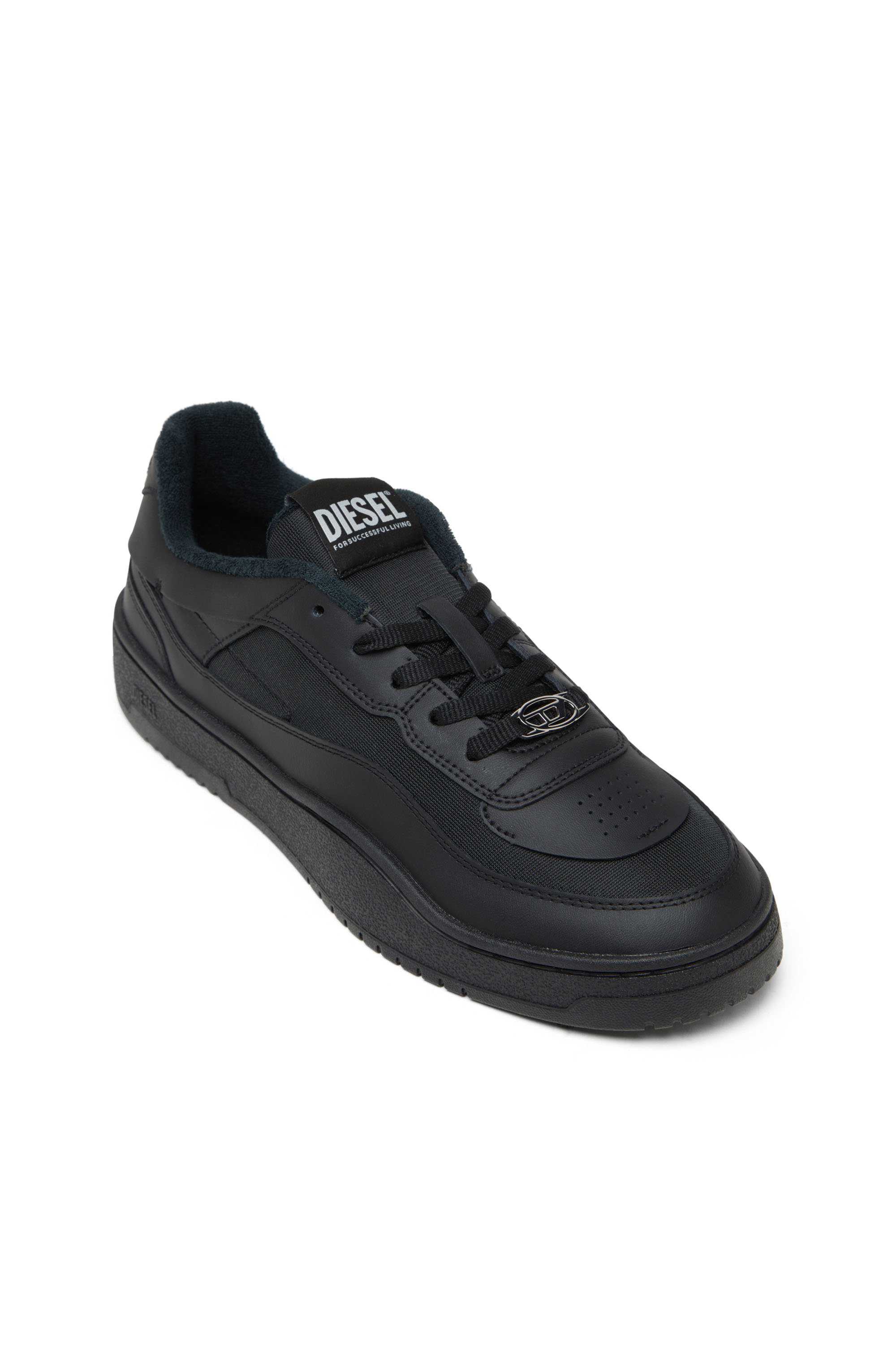 Diesel - S-OVAL SKATE LOW, S-Oval Skate-Sneakers en cuir avec empiècements en tissu Homme in Noir - 6