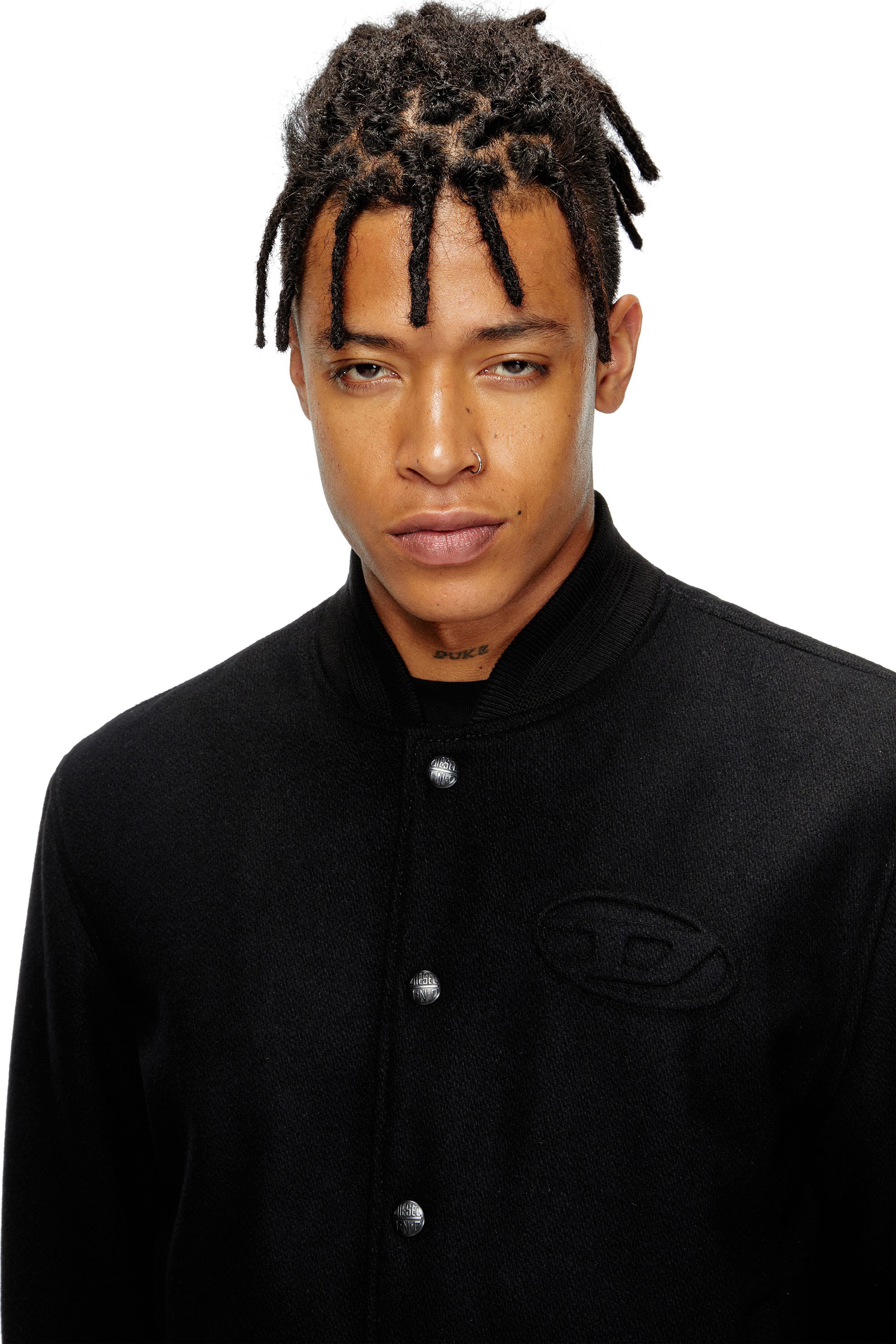 Diesel - J-ARRY, Bomber doublé en mélange de laine Homme in Noir - 5