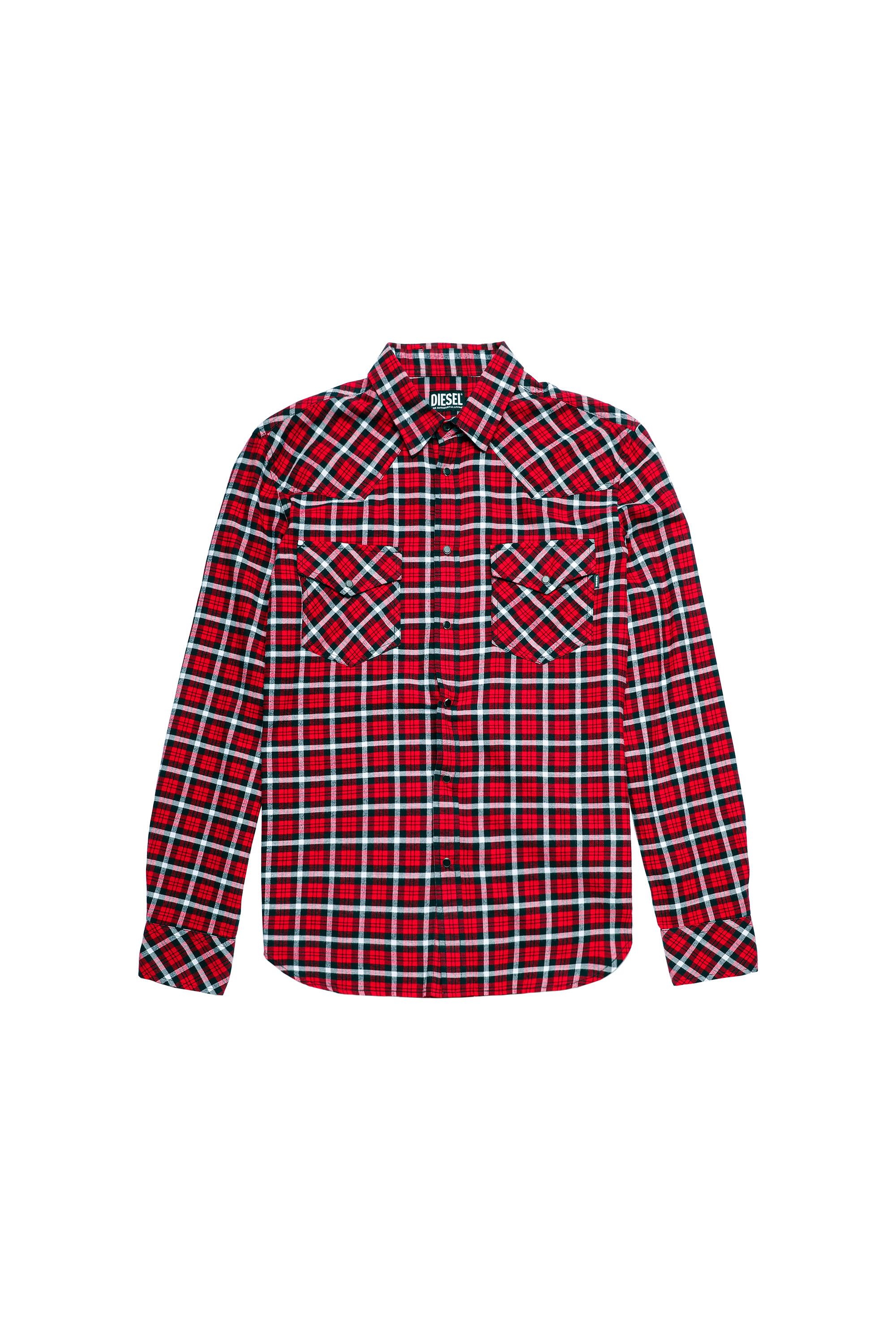 S-EAST-LONG-CHK-B, Rouge/Noir - Chemises