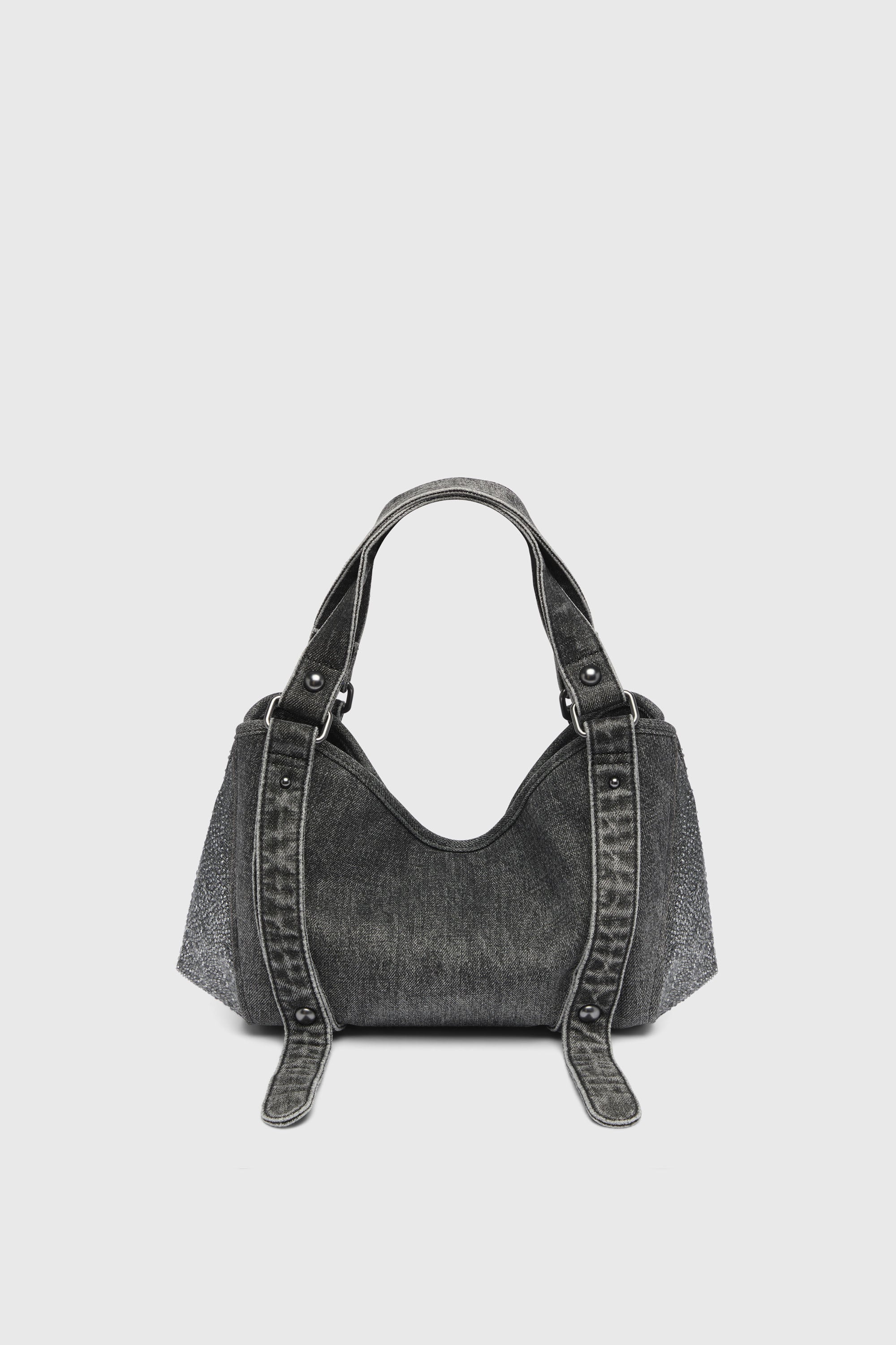 Diesel - D-ONE TOPHANDLE S, D-One-Sac small &agrave; poign&eacute;e sup&eacute;rieure en denim solaris&eacute; orn&eacute; de cristaux Femme in Noir - 3