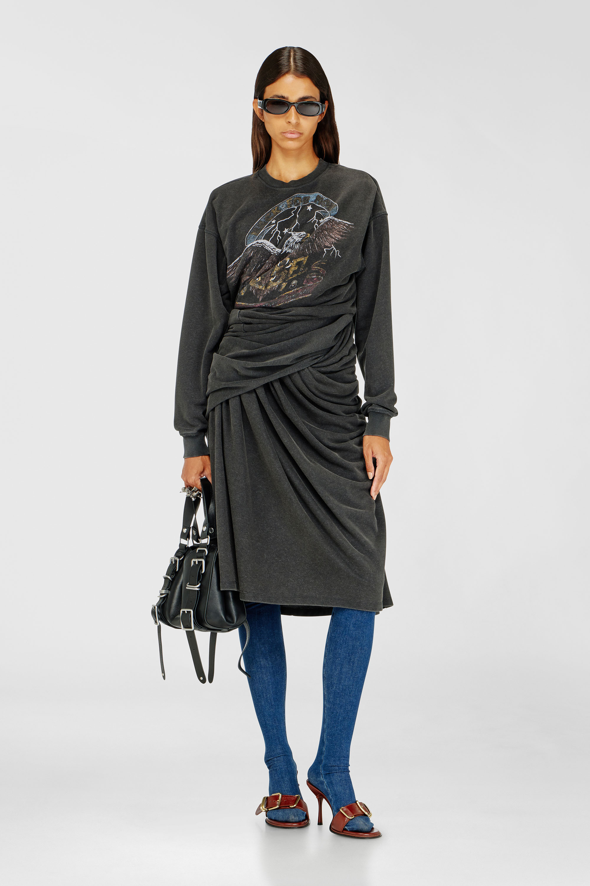 Diesel - D-NENCY, Robe sweat avec motifs de concert Femme in Noir - 2