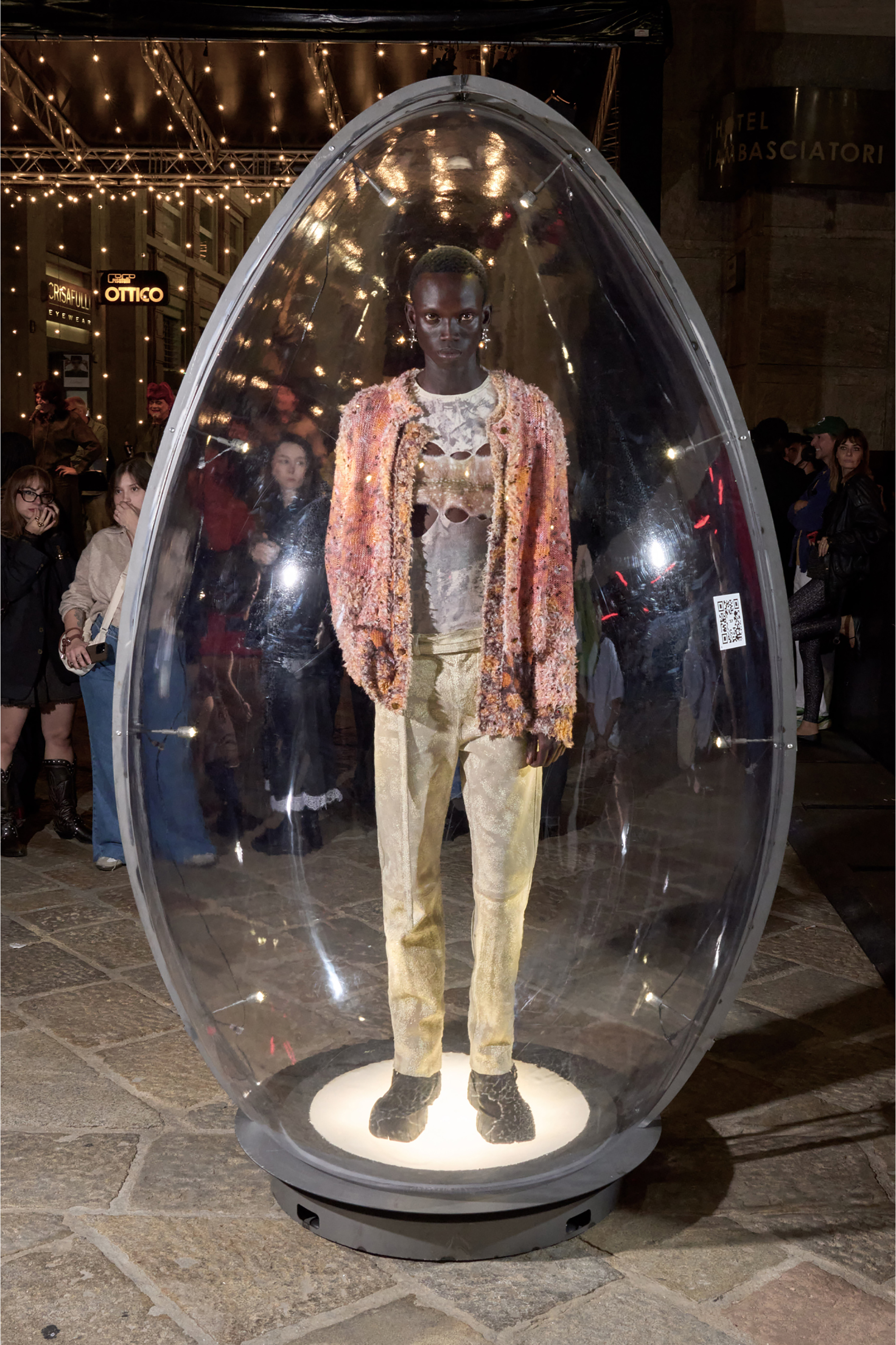 Diesel - K-LINNUS, Cardigan en m&eacute;lange de lin imprim&eacute; avec cristaux Homme in Polychrome - 3