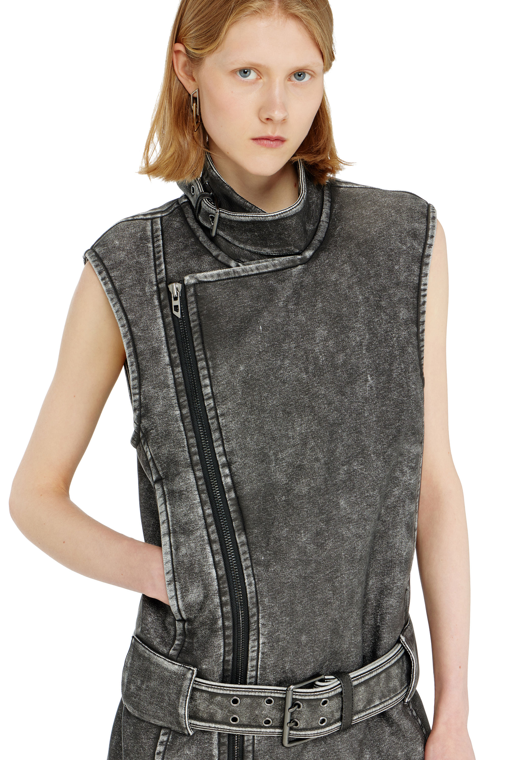 Diesel - D-IKE, Robe mini style biker avec ceinture Femme in ToBeDefined - 5