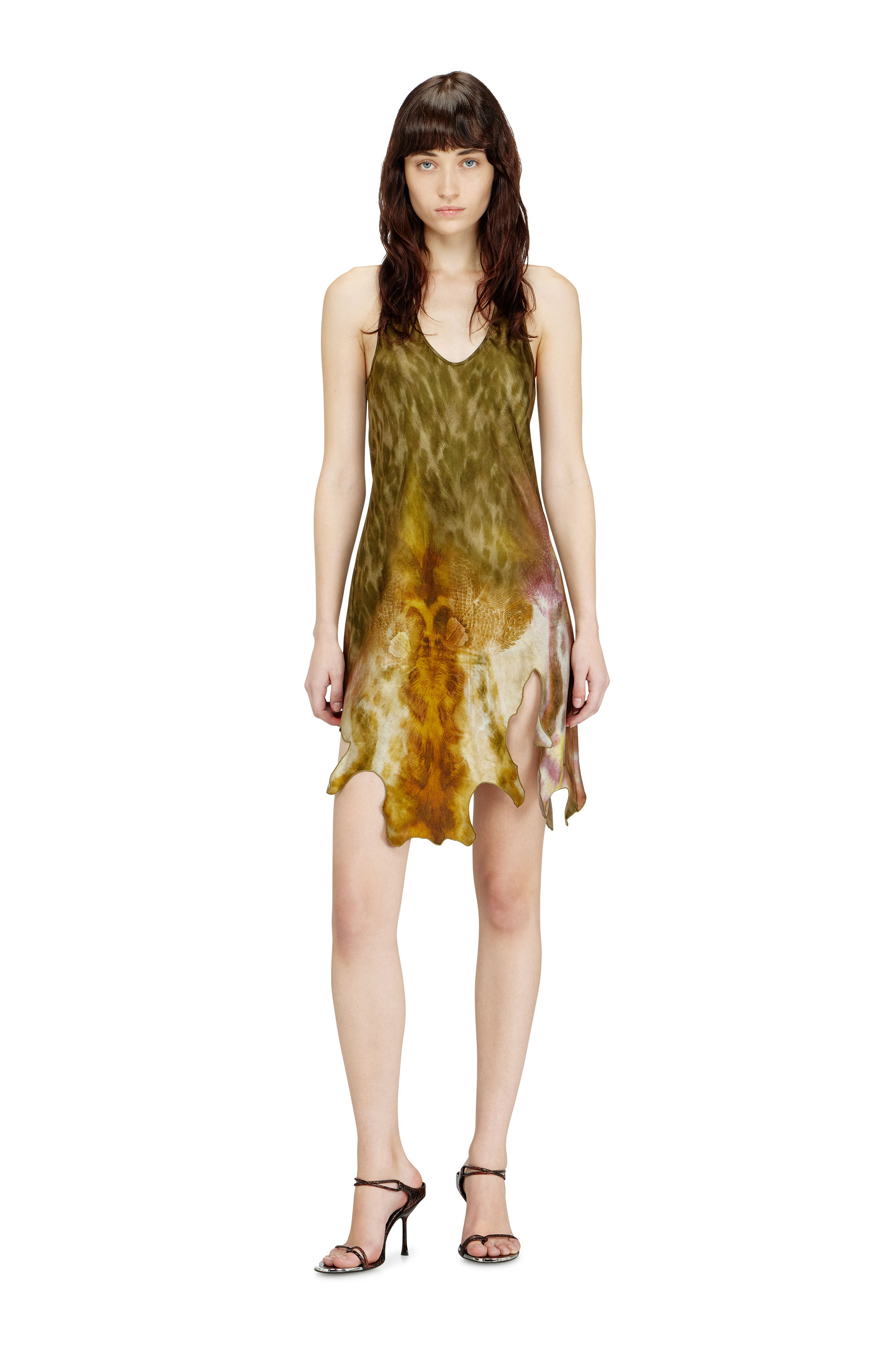 Diesel - D-AHIUL, Robe courte en satin avec ourlet effet peau Femme in Polychrome - 3