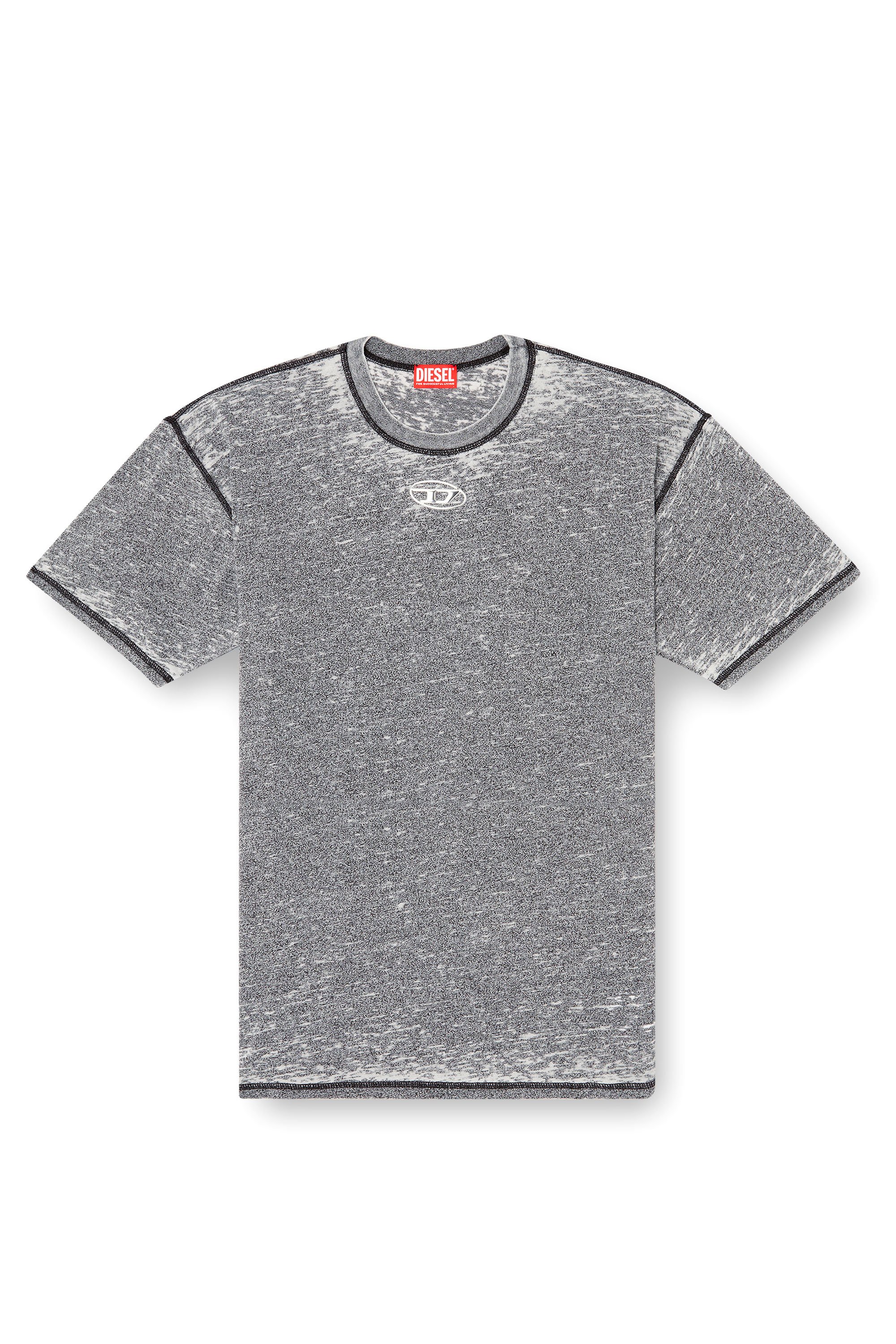 Diesel - T-BOXT-PAK, T-shirt burnout avec logo aspect métal Homme in Gris - 3