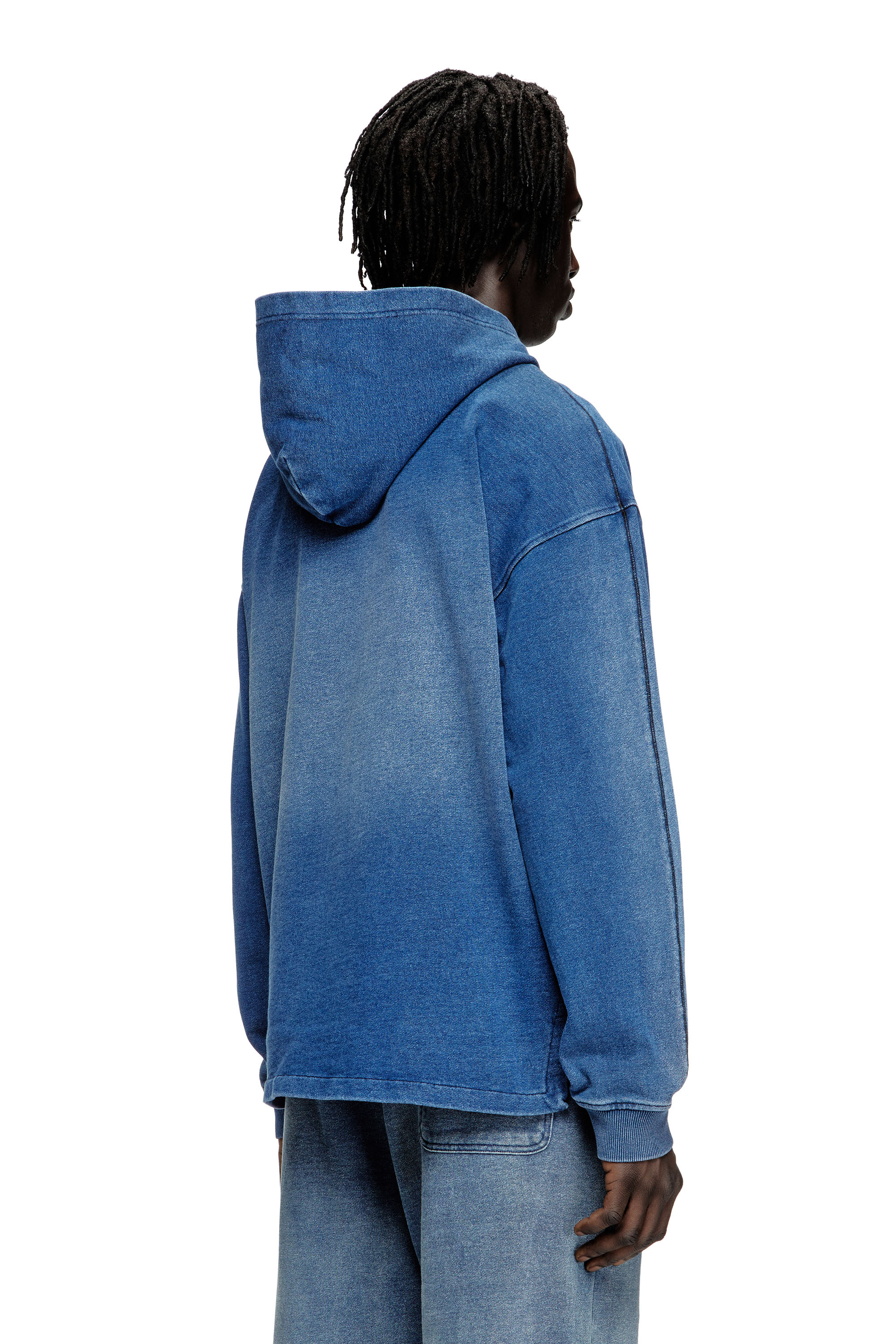 Diesel - S-BLAXT-HOOD-ZIP-NEW, Sweat-shirt à capuche en jersey effet denim Homme in ToBeDefined - 4