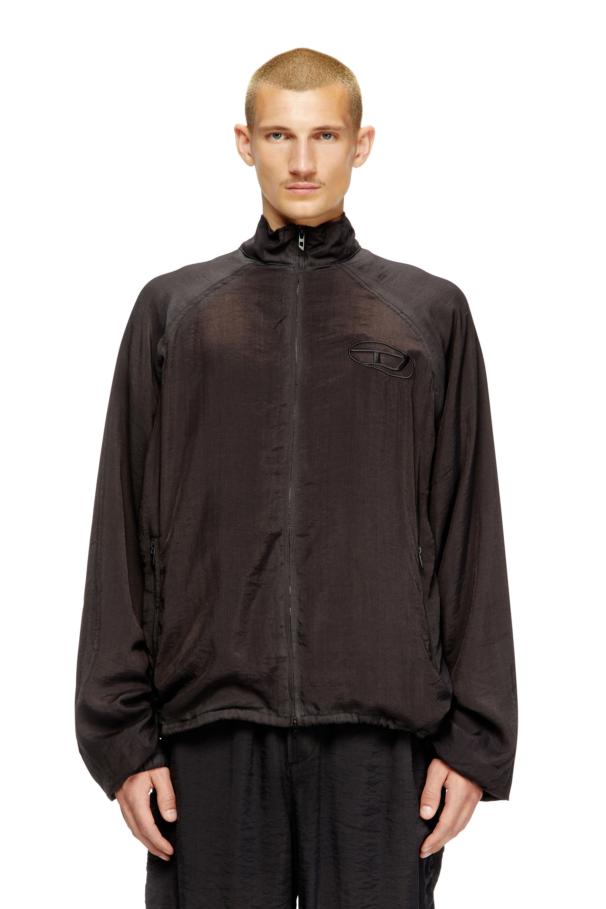 Diesel - J-HENRI-SOUVENIR, Veste de survêtement brodée style souvenir Homme in Gris - 1