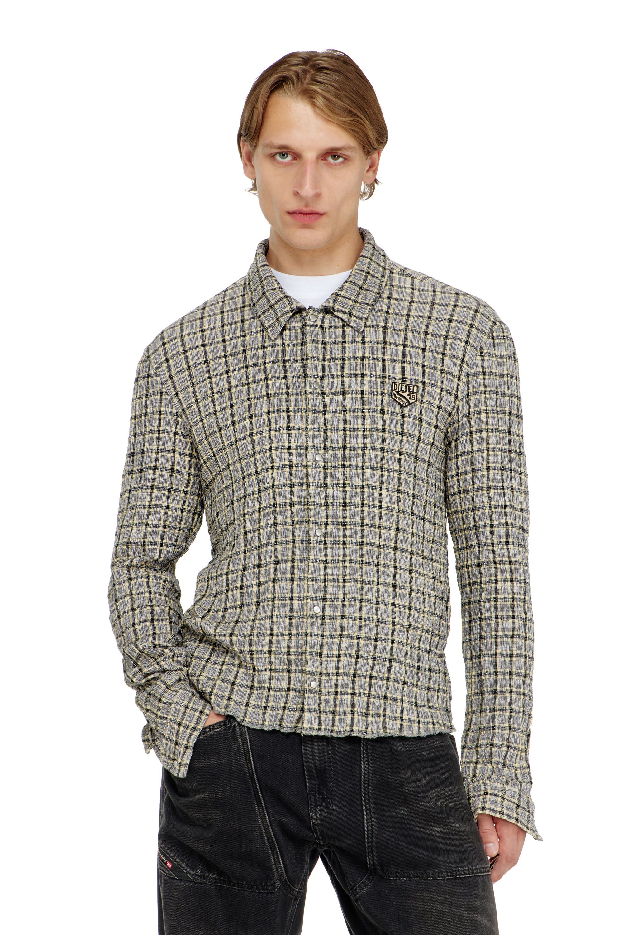 Diesel - S-SEERK, Chemise &agrave; carreaux effet seersucker Homme in ToBeDefined - 1