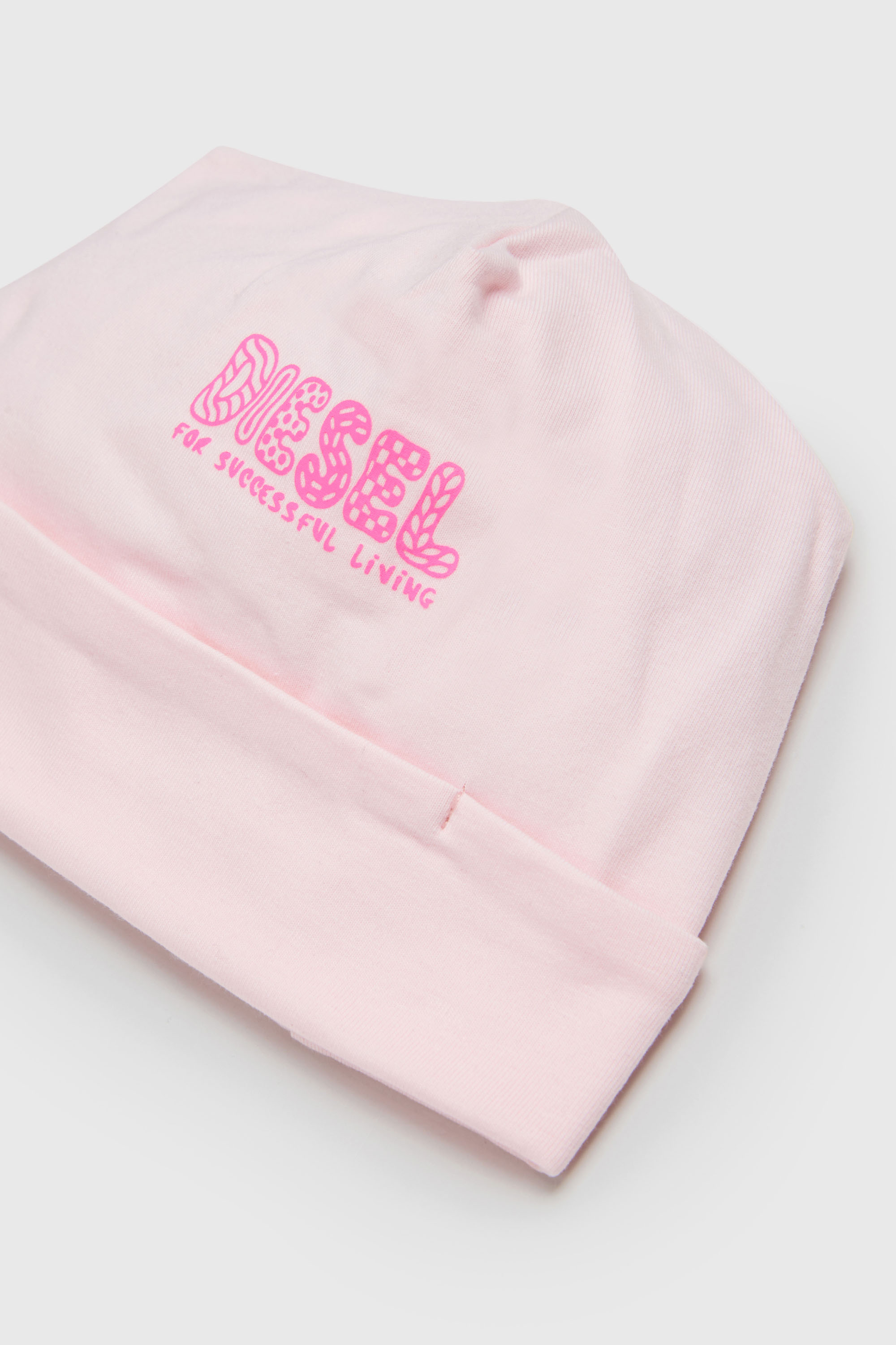 Diesel - FUBBY-NB, Bonnet nouveau-n&eacute; avec logo doodle imprim&eacute; Mixte in Rose - 3