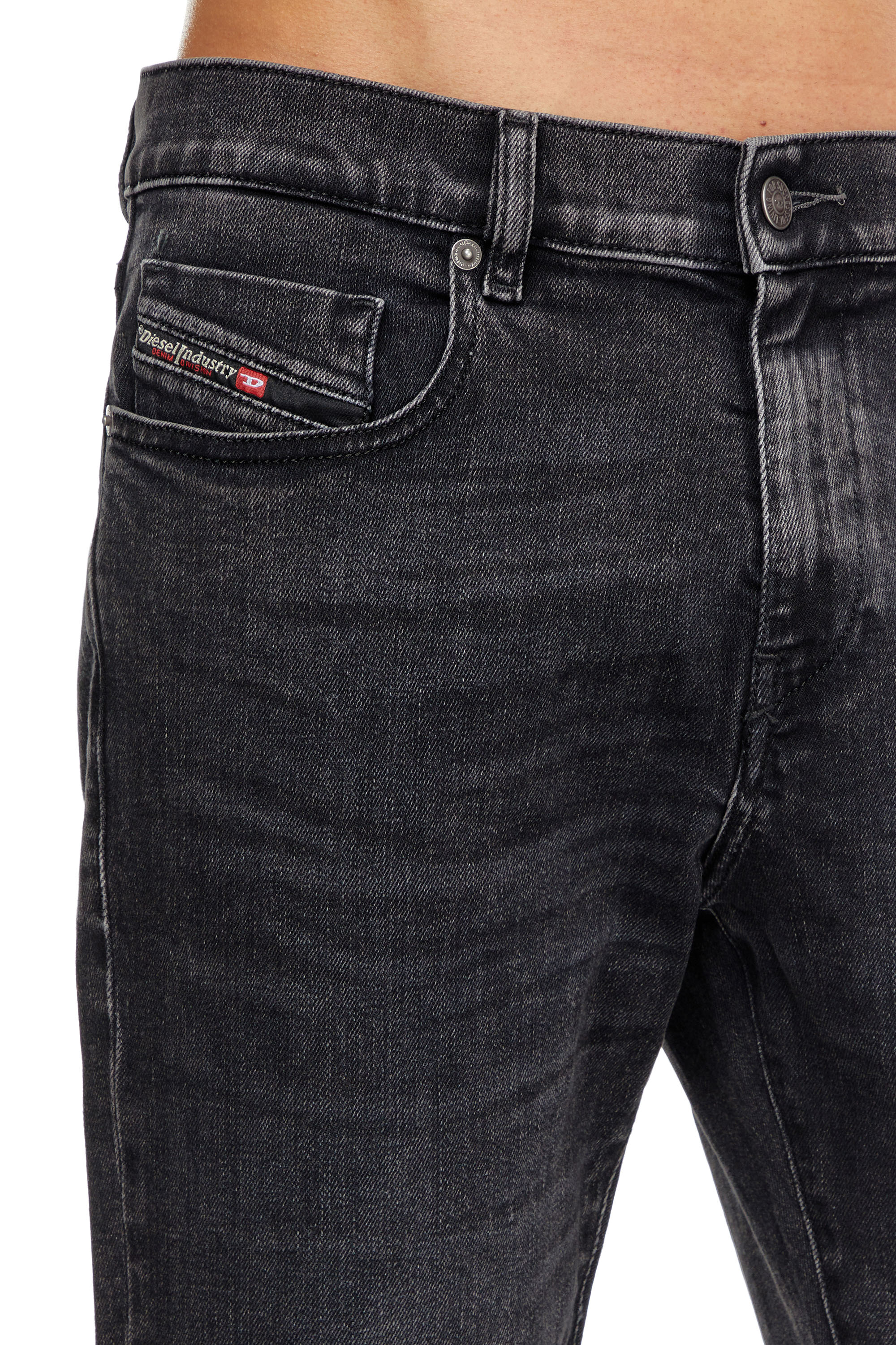 Diesel - Slim Jeans 2019 D-Strukt 09B83, Noir/Gris foncé - Image 4
